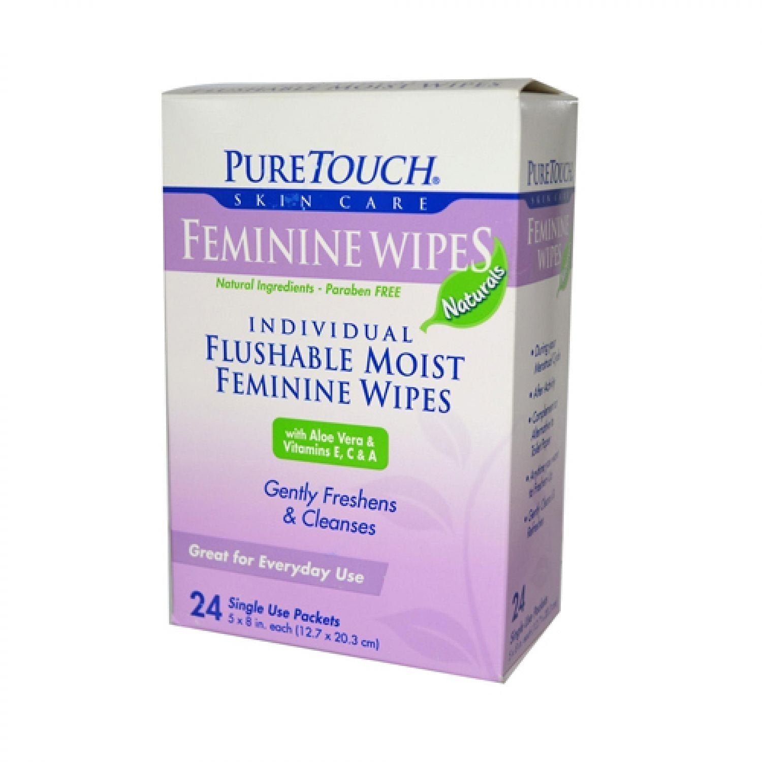 PURETOUCH Skin Care Wipes,Feminine,FLUSHABLE, 24 CT Pure Touch Skin careAu supplements