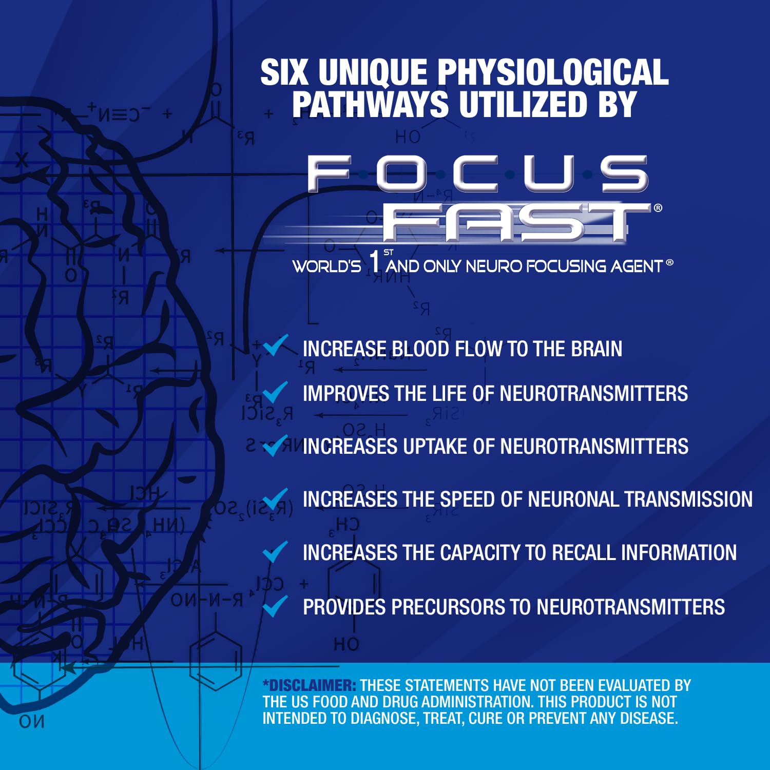 Focus Fast Brain Supplement - Improve Working Memory, Enhance Focus, Boost Cognition in as Little as 1 Hour. Caffeine/Stimulant Free Nootropic Focus FastAu supplements