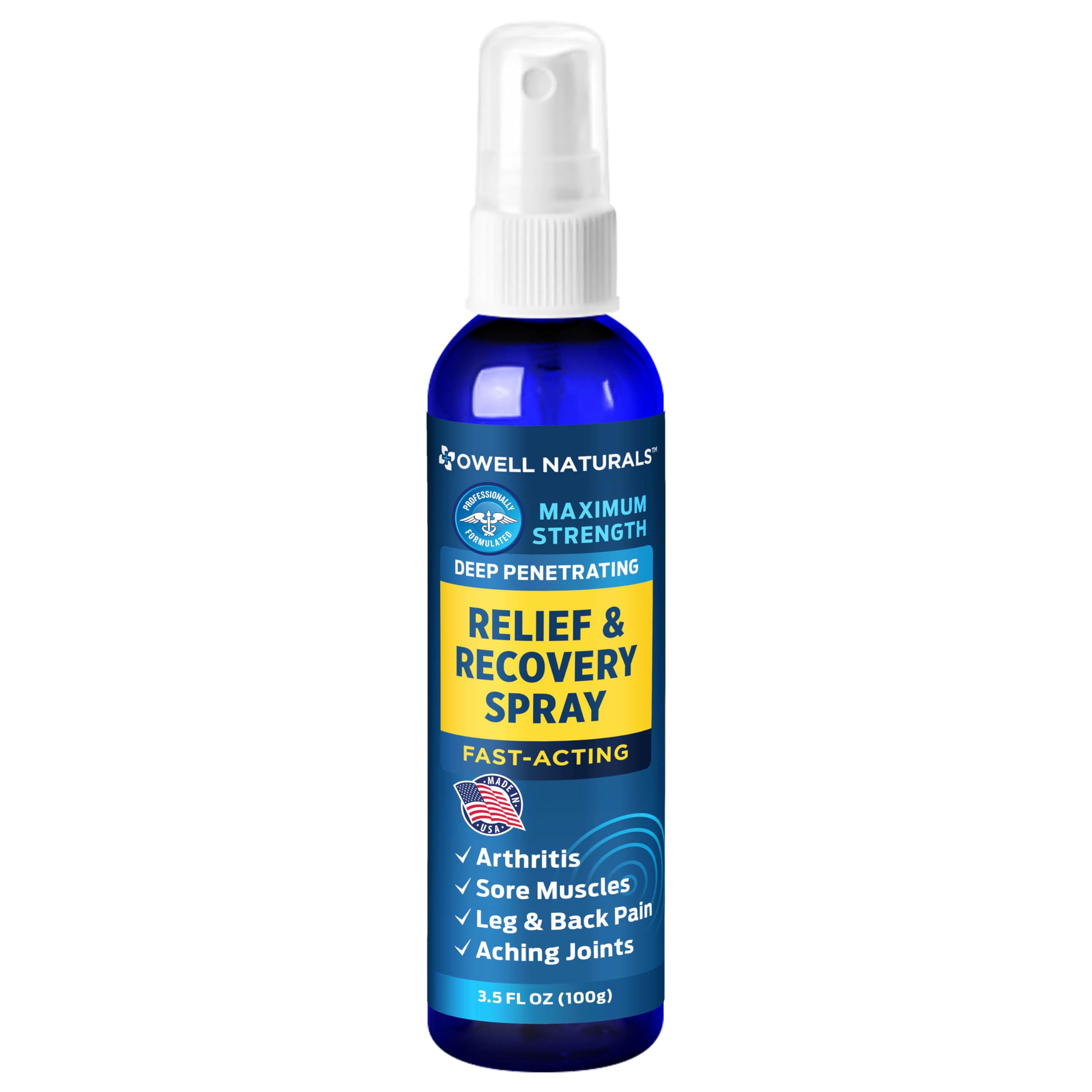 OWELL NATURALS Deep Penetrating Pain Relief Liquid Spray, Fast-Acting, Long Lasting, Natural Relief for Muscle Aches, Joint Pain, Stiffness, Quick Dry Formula, 3.5 oz Owell NaturalsAu supplements