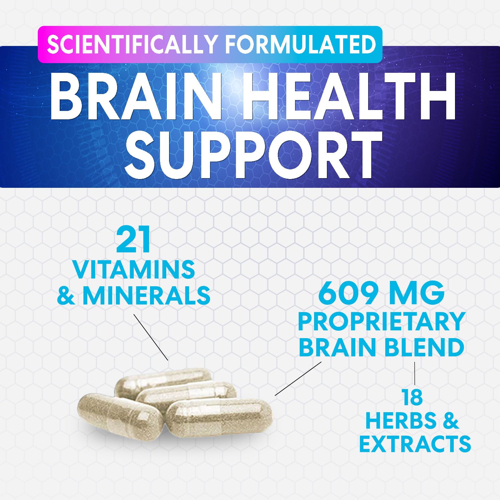 Brain Memory Supplement - 3X Strength Nootropics for Concentration, Clarity & Focus Support - Brain Health Cognitive Vitamins with Bacopa, Phosphatidylserine & DMAE, Brain Booster Pills, 120 Capsules Nature's PeakAu supplements