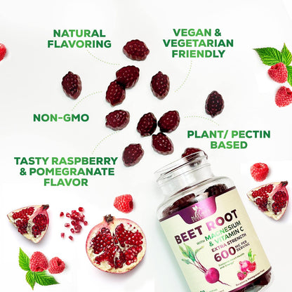 Nature's Nutrition Beet Gummies with Beetroot - Energy & Heart Health Support Nature's NutritionUS supplements