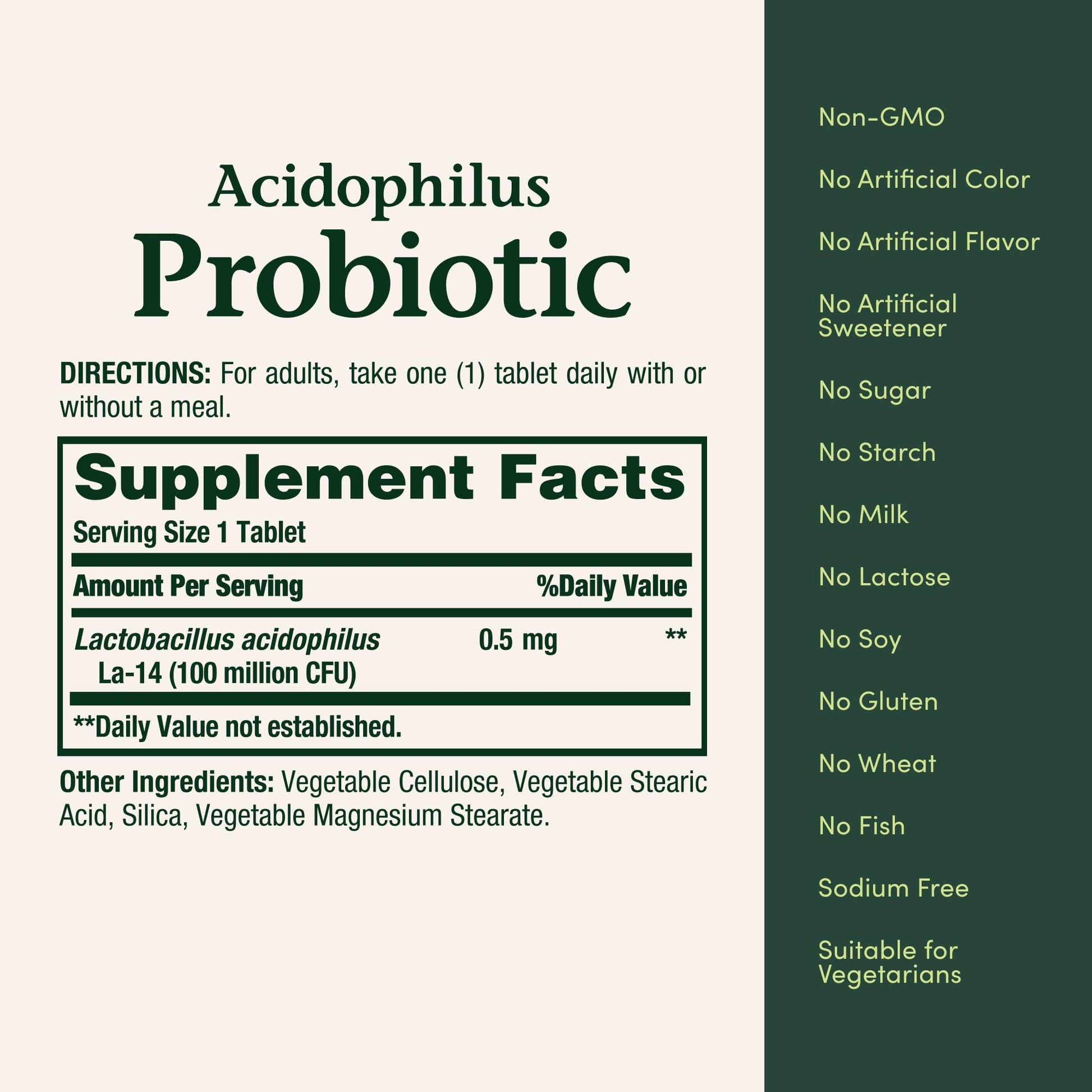 Nature's Bounty Lactobacillus Acidophilus Probiotic Supplement - Daily Probiotic for Women/Men Digestive Health, 100 Million Organisms, Vegetarian, 1 Serving per Day, 120 Tablets Nature's BountyAu supplements