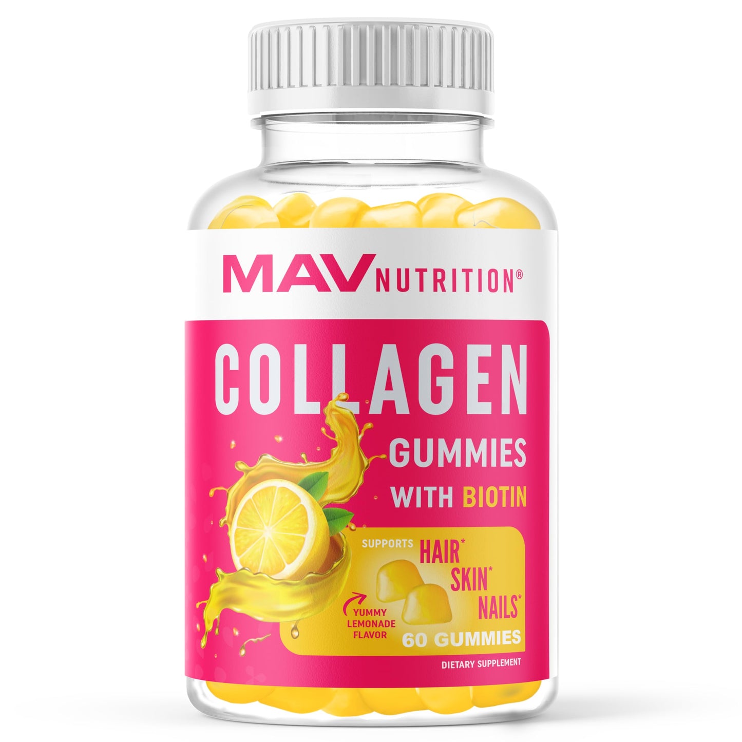 Collagen Gummies for Women | 200mg Hydrolyzed Collagen + 2500mcg Biotin, with Vitamin C, E & Zinc MAV NUTRITIONUS supplements