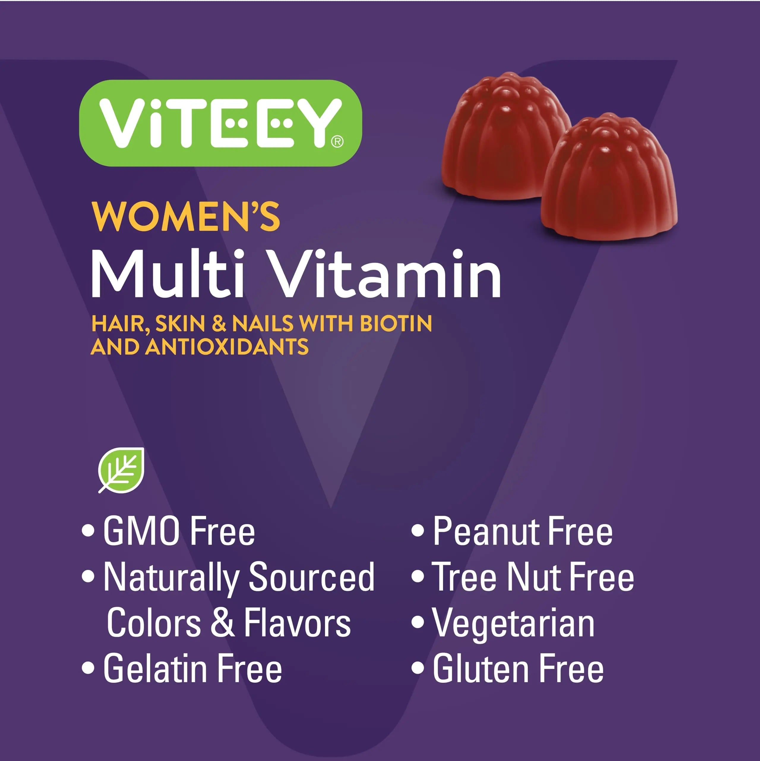 Viteey Womens Multivitamin Gummies - Immune Support - 12 in 1 Essential Vitamins & Minerals - Vitamin A, C, D3, E, B6, B12, Folic Acid, Biotin, Calcium ViteeyAu supplements