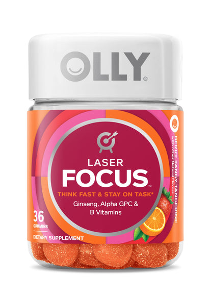 OLLY Laser Focus Gummy, Ginseng, Alpha GPC, B Vitamins, Berry Tangerine Flavor OLLYUS supplements