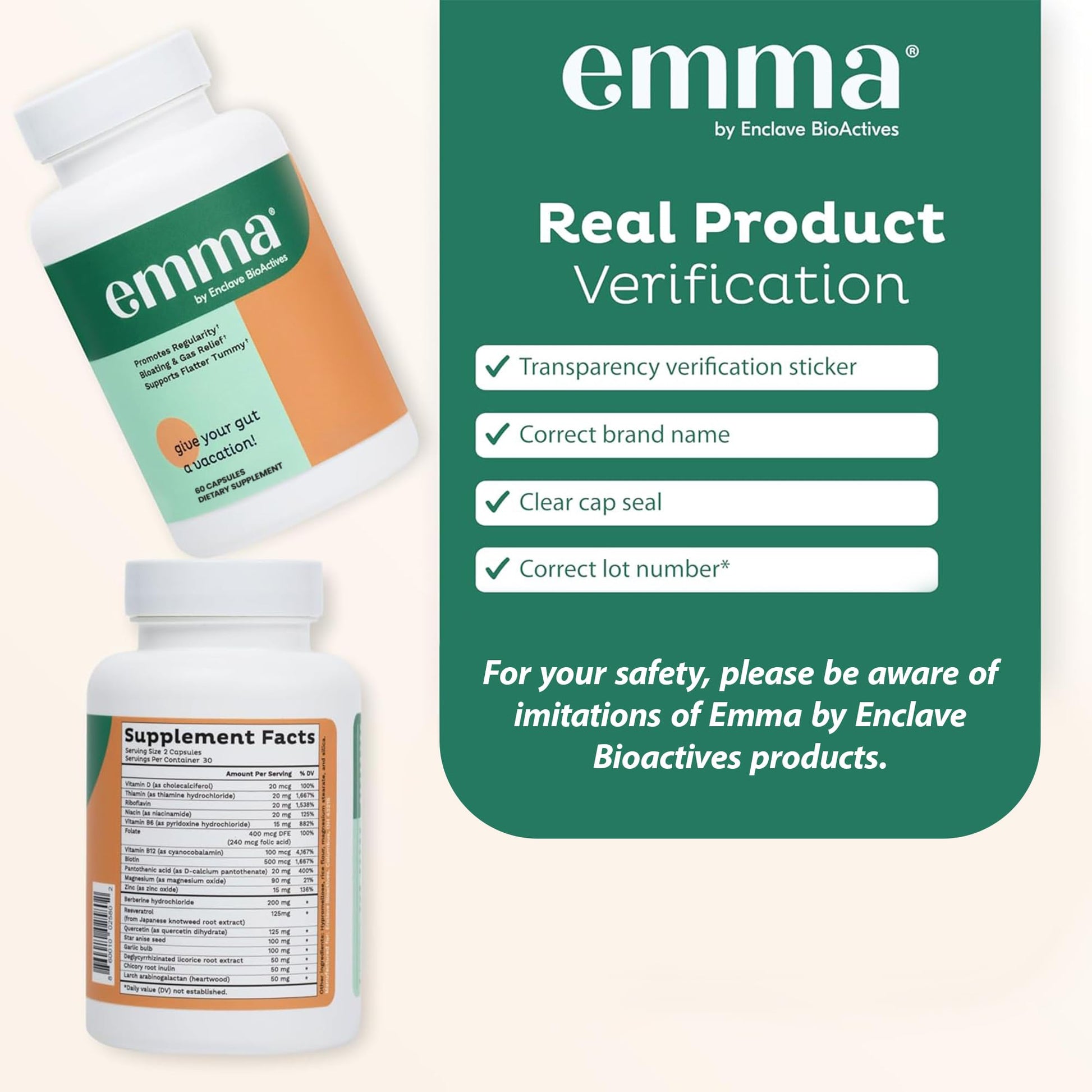 Emma Gut Health - 2 Pack - Gas and Bloating Relief, Constipation, Leaky Gut Repair - Gut Cleanse & Restore Digestion - Regulate Bowel Movement. Probiotics and Laxative Alternative, 120 Capsules EmmaAu supplements