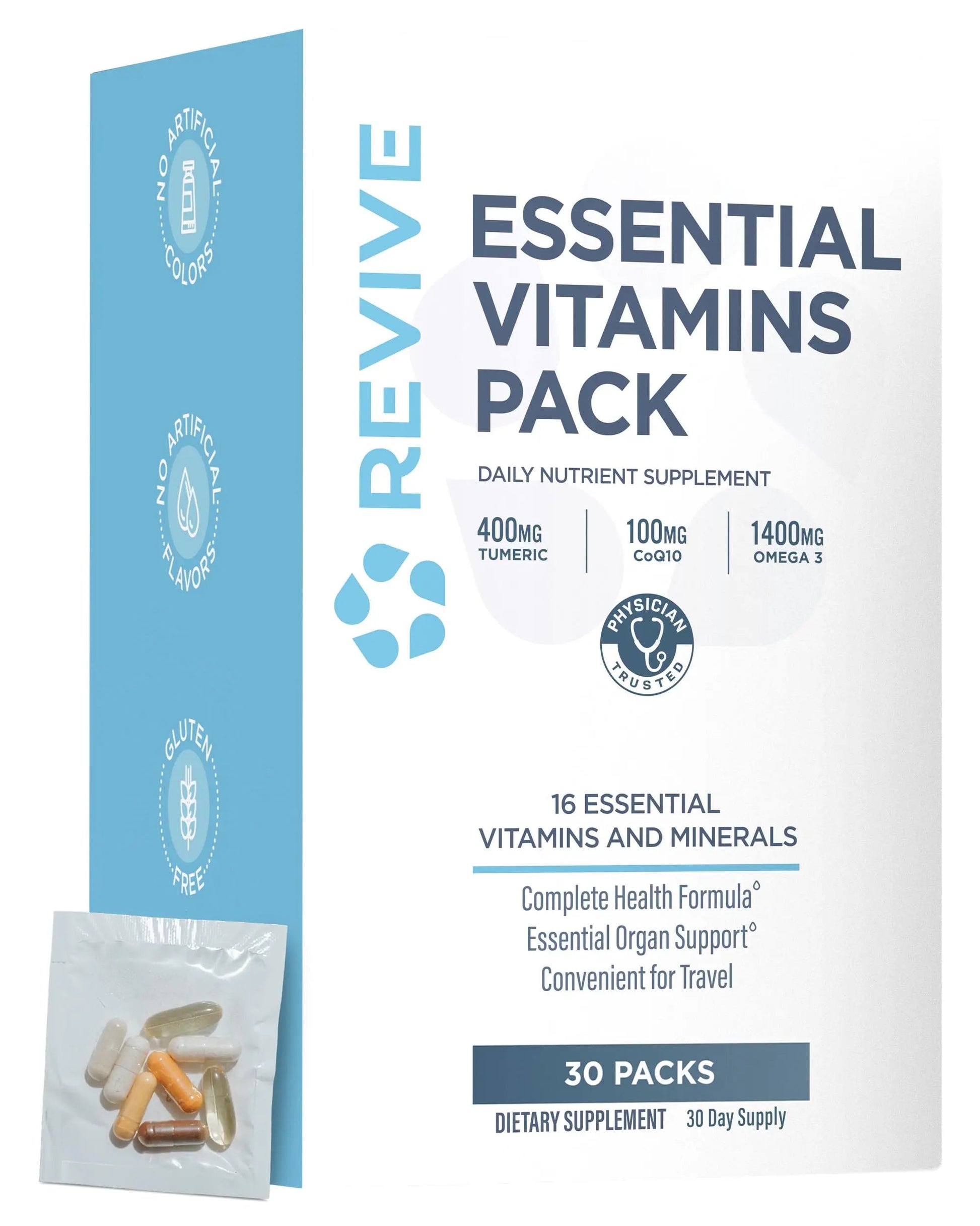 Revive MD Essential Vitamin Packs for Men & Women – Daily Multivitamin Packets with Arjuna & Turmeric Extract – Supports Heart, Joint & Organ Health ReviveAu supplements