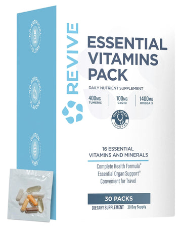 Revive MD Essential Vitamin Packs for Men & Women – Daily Multivitamin Packets with Arjuna & Turmeric Extract – Supports Heart, Joint & Organ Health ReviveAu supplements