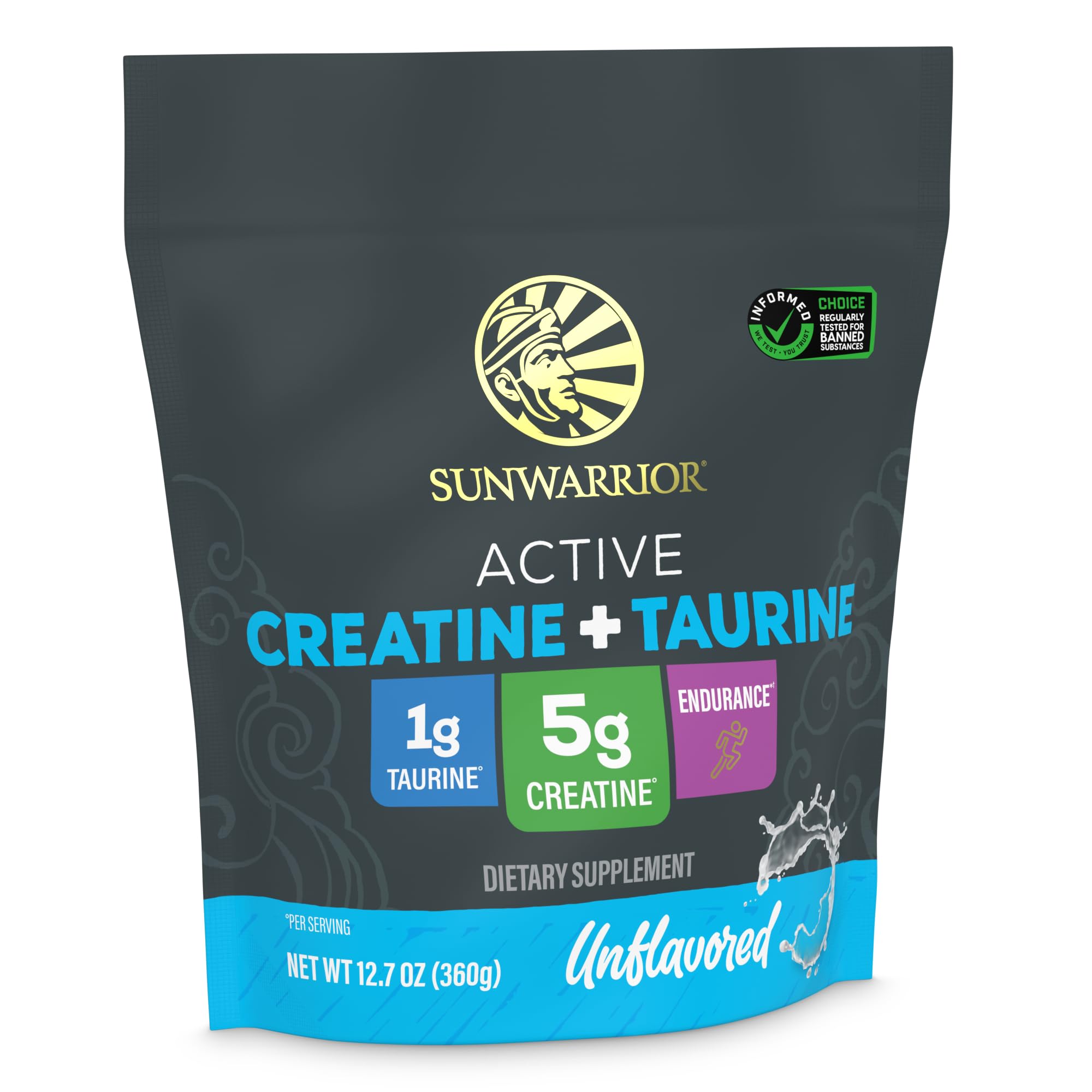 Creatine Monohydrate Powder Taurine Supplement, 5g Creatine Monohydrate 1g Taurine per Serving | Vegan Muscle Strength, Endurance & Recovery Support, Clean Performance Formula | 60 Servings Unflavored SunwarriorAu supplements