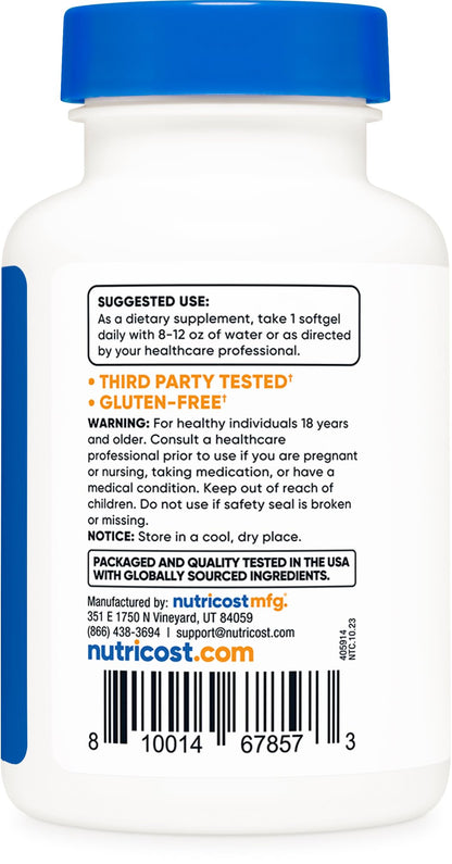 Nutricost CoQ10 Softgels (120 Servings / 100 Mg CoQ10 Per Serving) | Better Absorption NutricostUS supplements