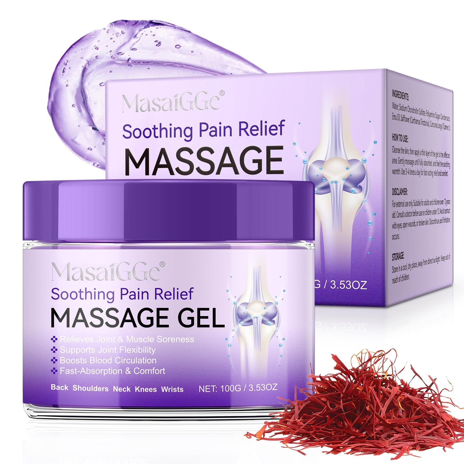 Soothing Massage Gel - Joint Massage Purple Gel, Natural Ingredients & Fast-Absorbing for Soothing Joint, Shoulder, Knee, Back & Muscle Stiffness GTZSXNPAu supplements