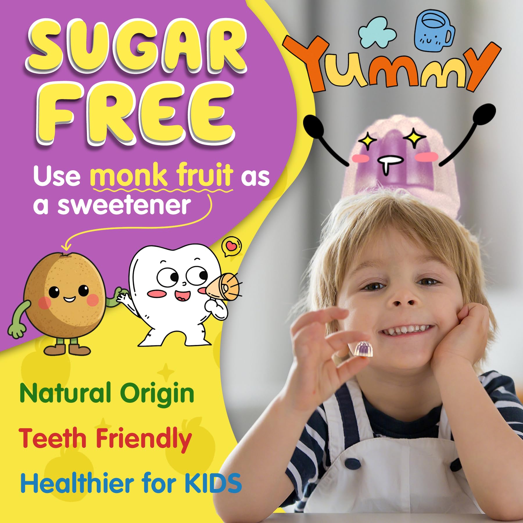 Kids Focus Gummies - Brain Supplements with Vegan Omega 3 DHA, Phosphatidylserine, L-Theanine, L-Tyrosine, Methylated B6 & B12 for Kids & Teen Support Attention, Memory, Nootropic, Sugar Free 60cts NEVISSAu supplements