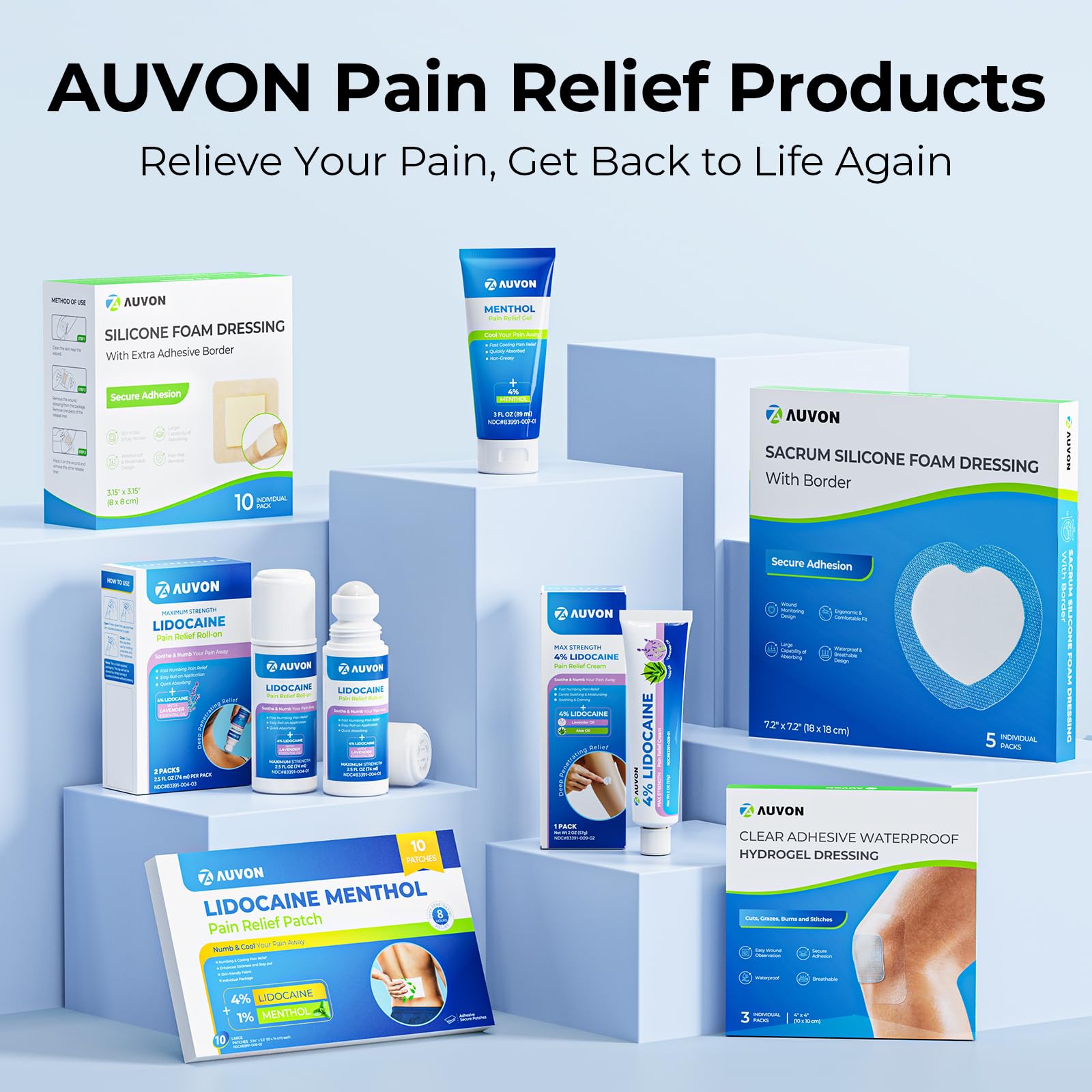 AUVON Menthol Pain Relief Gel for Chronic Joint & Back Pain, Arthritis Pain Reliever for Muscle Pain Relief, Fast-Acting Menthol Cooling Gel Soothes Knee, Hip, Shoulder, Neck Pain, 3 FL OZ Per Pack AUVONAu supplements