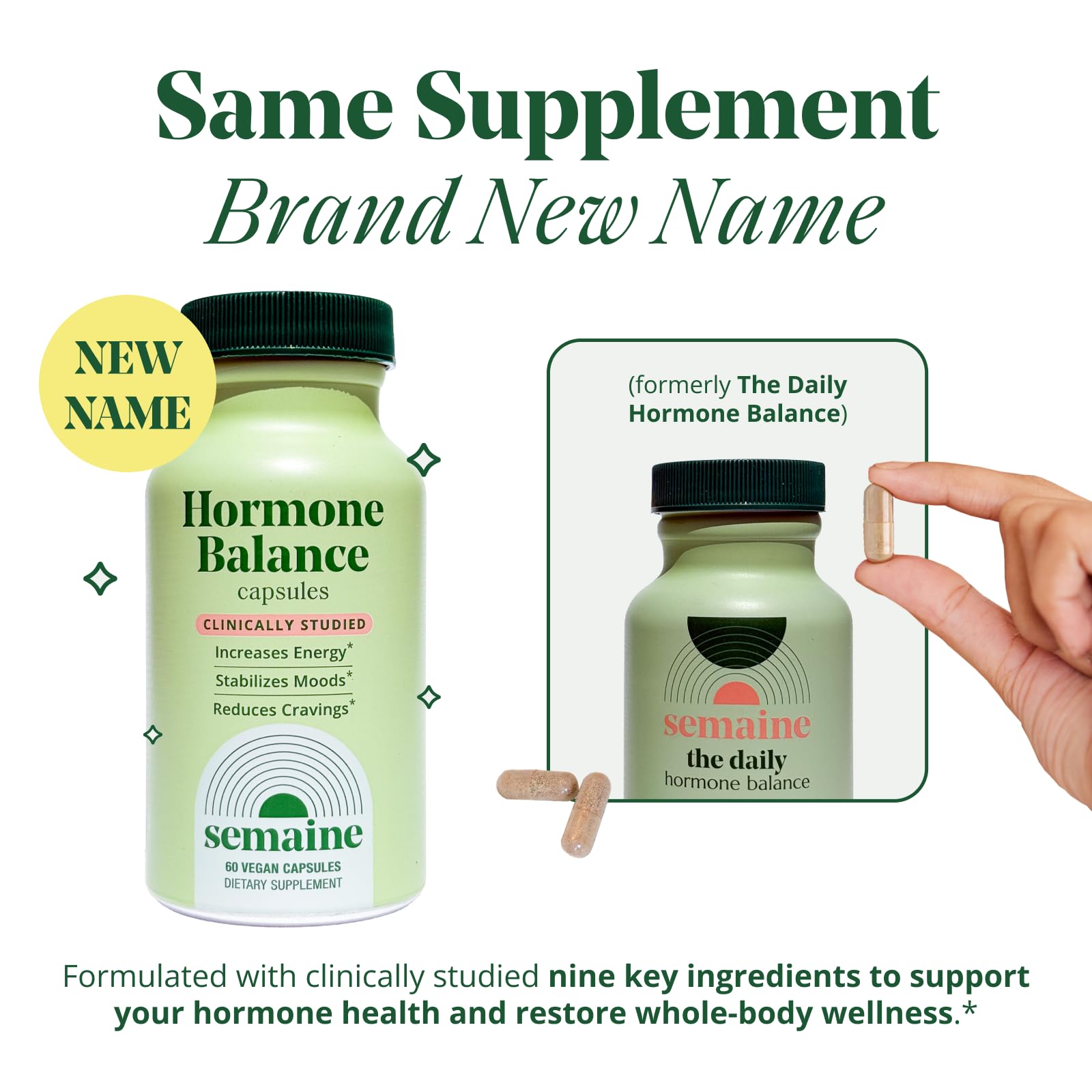 Semaine Hormone Balance – Clearer Skin, Enhanced Moods, Deeper Sleep & Happier Hormones. Hormone-Free, Vegan Capsule, Multi-Symptom Support (60 ct) SemaineAu supplements