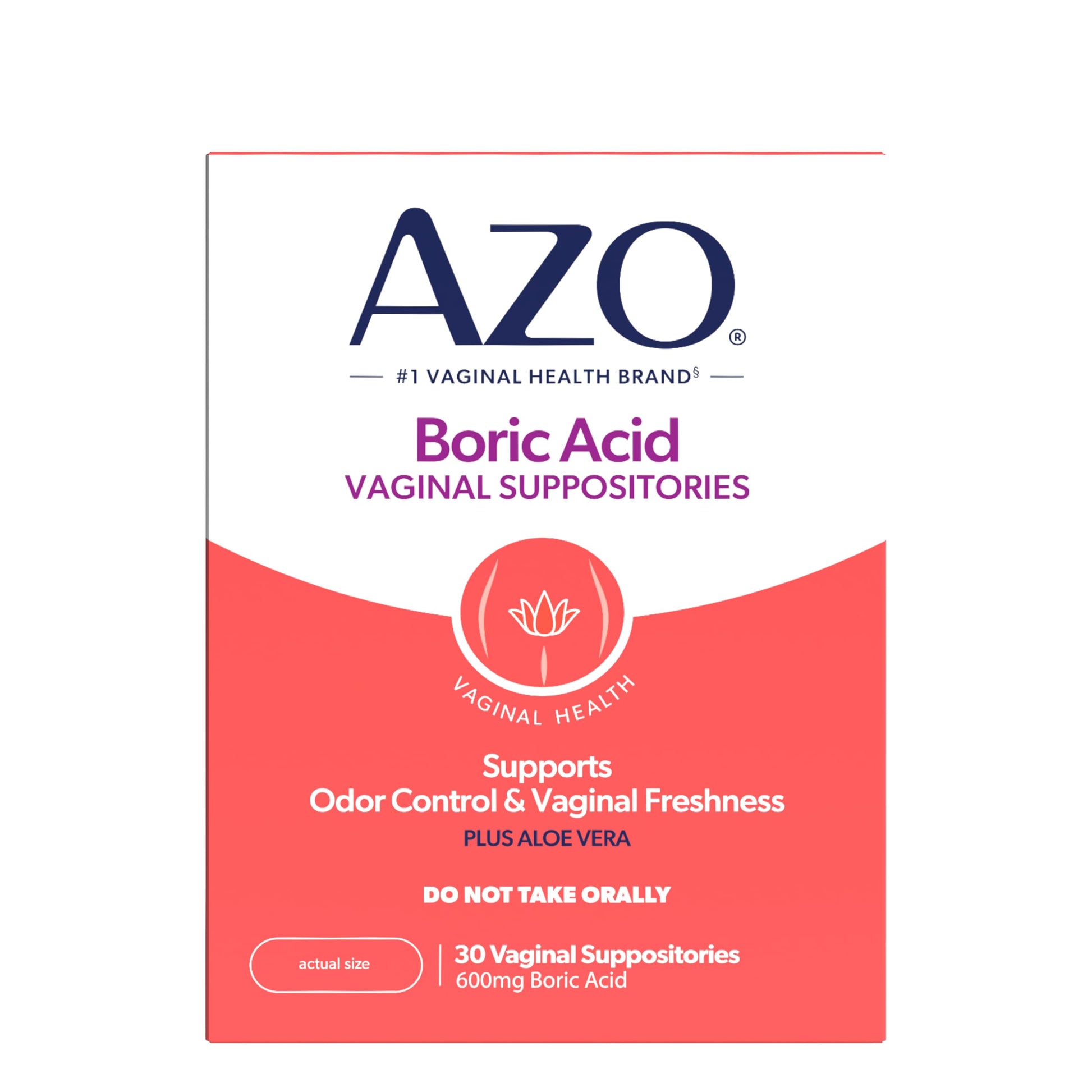 AZO® Boric Acid Vaginal Suppositories for Women, Helps Support Odor Control with Clinically Studied Boric Acid, Non-GMO, 30 Count AZOUS supplements