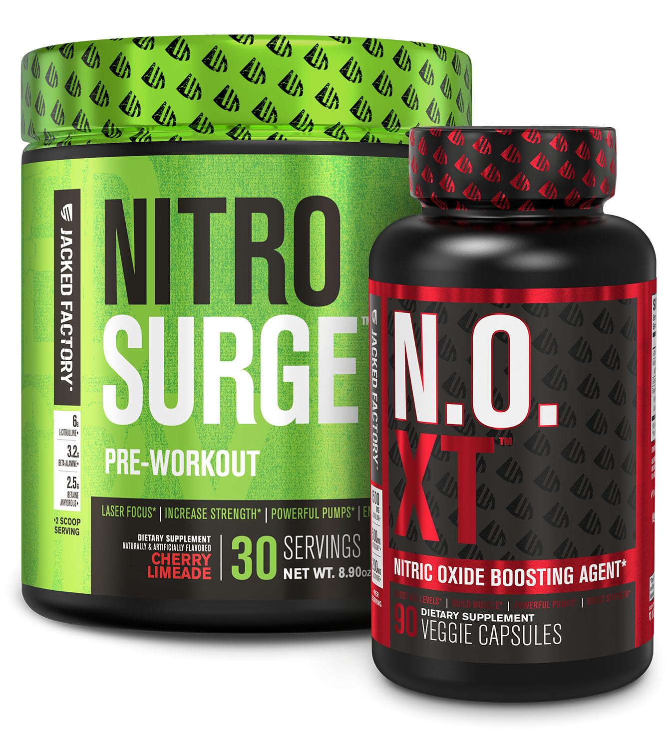 Jacked Factory Pre Workout Stack - N.O XT Nitric Oxide Booster & NITROSURGE High Jacked FactoryAu supplements