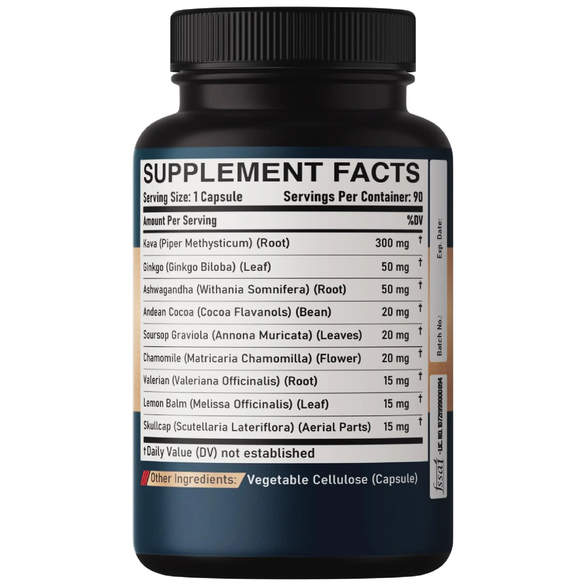 DEDICAD Kava Kava Capsules - 3 Month Supply - 9 Herbs with Ginkgo Biloba, Ashwagandha Root, Andean Cocoa, Graviola Leaf, Chamomile, Valerian, Lemon Balm & Skullcap - Support Mood & Immune - 90 Pills DEDICADnz supplements