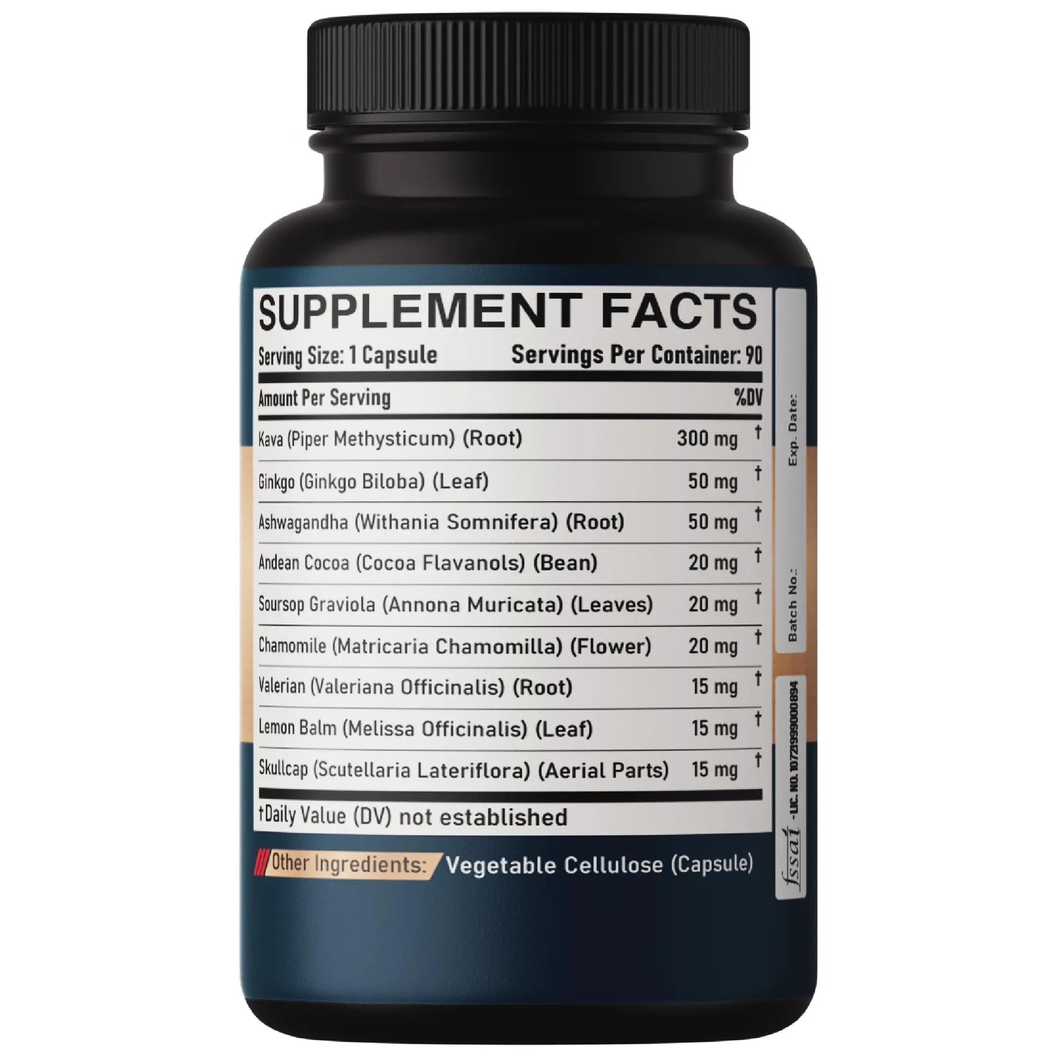 DEDICAD Kava Kava Capsules - 3 Month Supply - 9 Herbs with Ginkgo Biloba, Ashwagandha Root, Andean Cocoa, Graviola Leaf, Chamomile, Valerian, Lemon Balm & Skullcap - Support Mood & Immune - 90 Pills DEDICADnz supplements