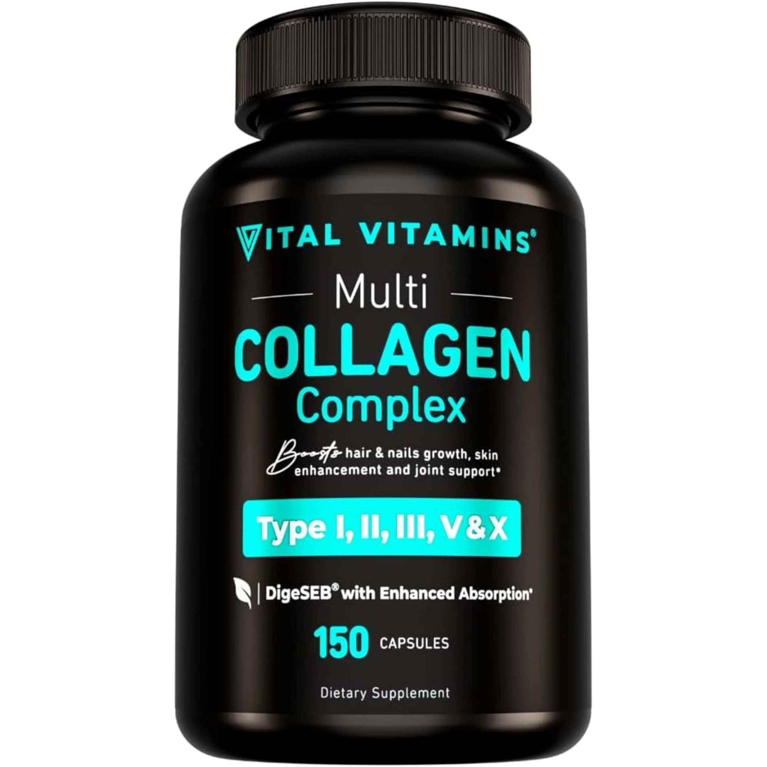 Vital Vitamins Multi Collagen Capsules - Type I, II, III, V, X - Grass-Fed, Collagen Peptides Supplements, Non-GMO - for Men & Women - 150 Count Vital VitaminsAu supplements