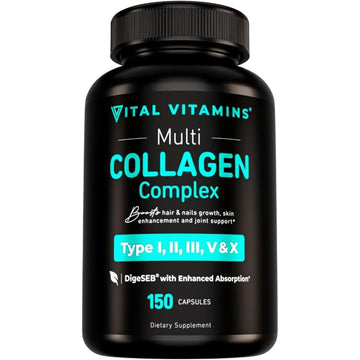 Vital Vitamins Multi Collagen Capsules - Type I, II, III, V, X - Grass-Fed, Collagen Peptides Supplements, Non-GMO - for Men & Women - 150 Count Vital VitaminsAu supplements