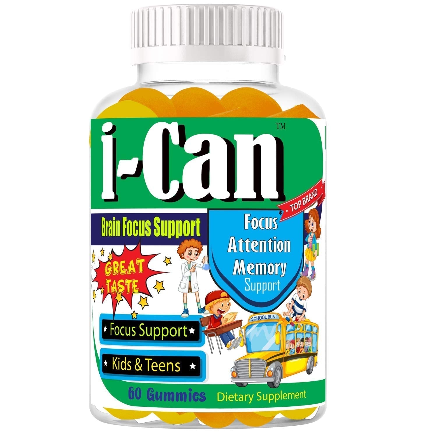I-Can Focus Gummies for Kids & Teens, Omega 3 Gummies with DHA & EPA, Brain Health, Memory, Attention Support, Teen Brain Focus Vitamins, Non-Fishy Taste, Low Sugar, 60 Count Celebrity LifeStyle ProductAu supplements