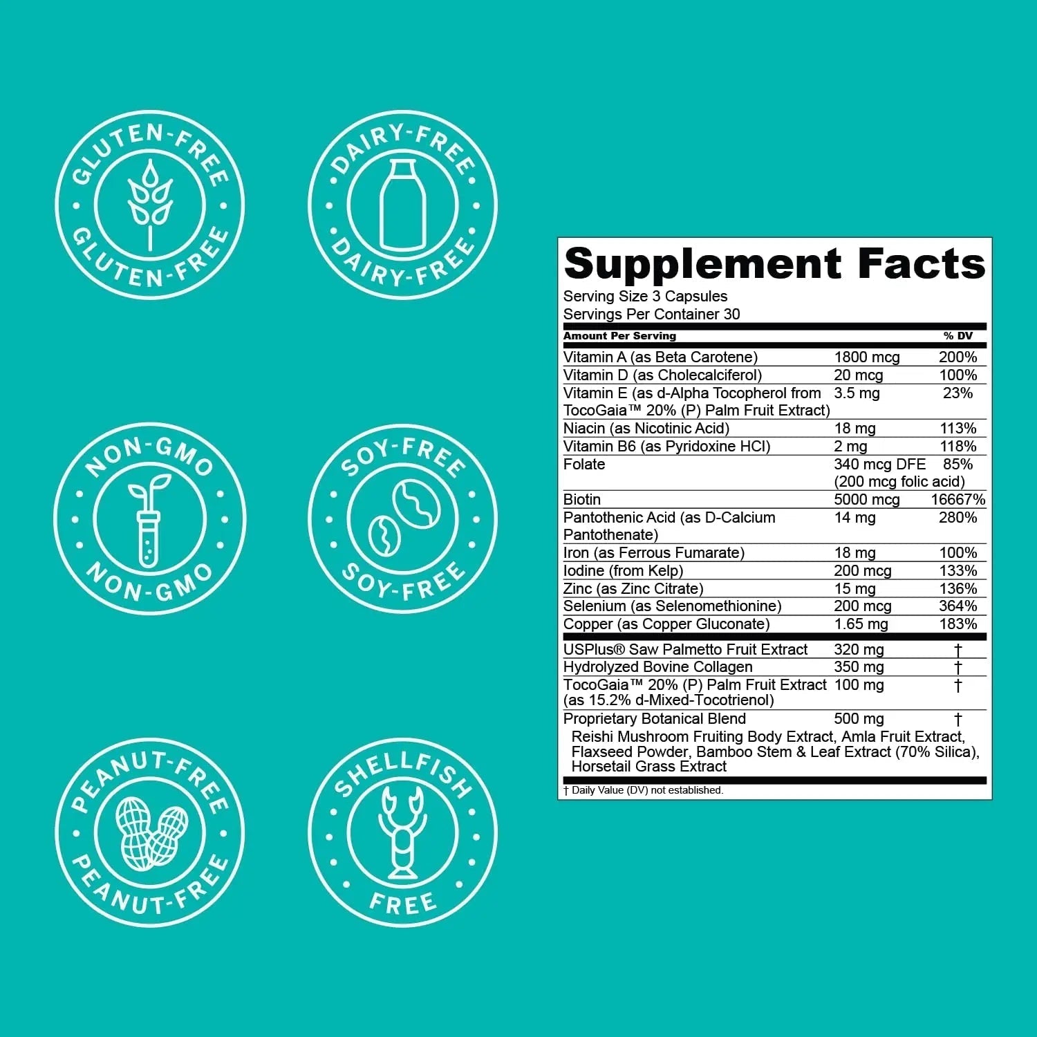 Hair La Vie Live Conscious Clinical Formula Hair Growth Vitamins for Women and Men w/Biotin, Collagen & Saw Palmetto (Pack of 1) Hair La VieAu supplements