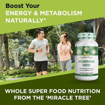Organic Veda Moringa Seed Capsules - Pure Organic Moringa Capsules Seed Powder Organic VedaUS supplements
