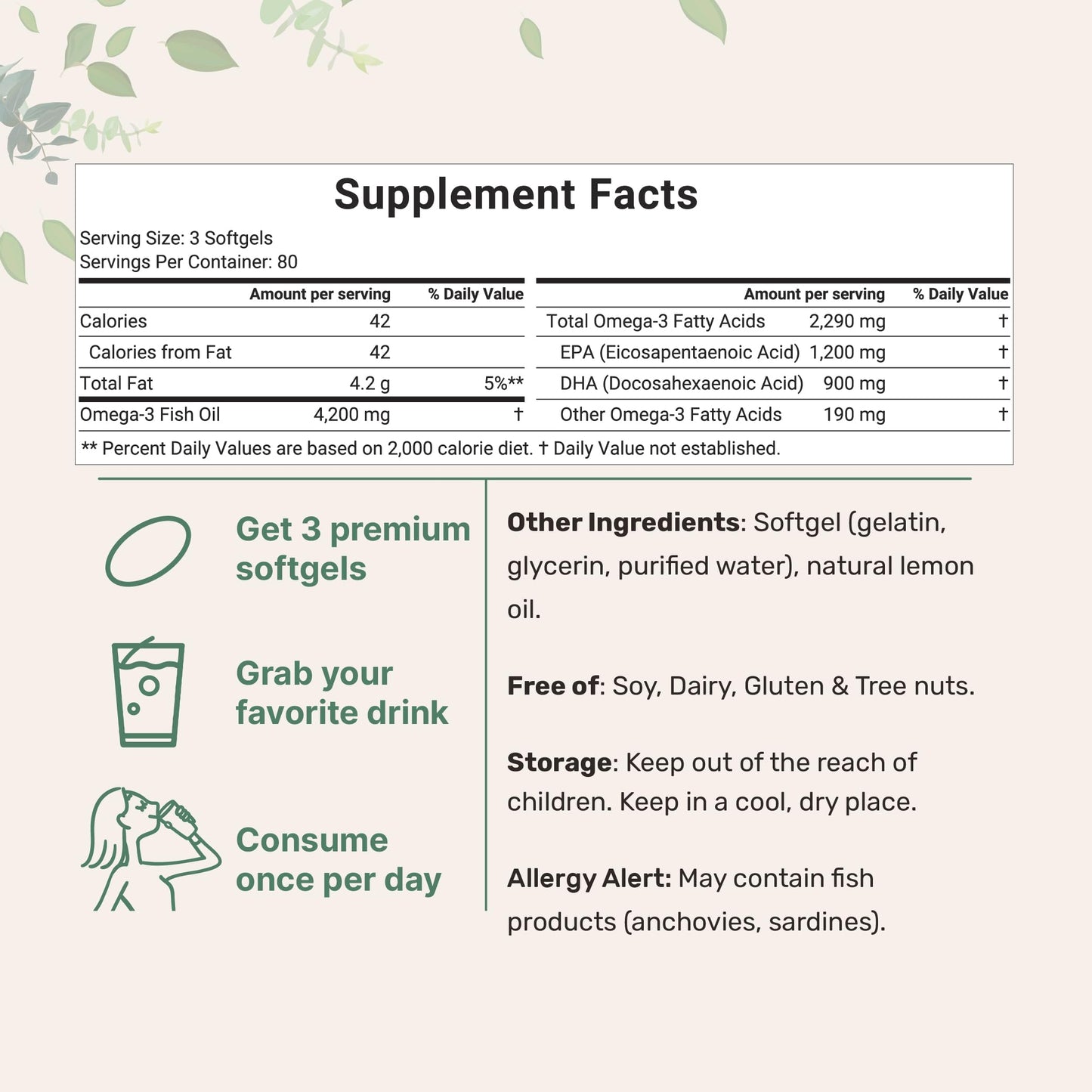 Triple Strength Omega 3 Fish Oil Supplements 4200mg Per Serving, 240 Softgels Micro IngredientsUS supplements