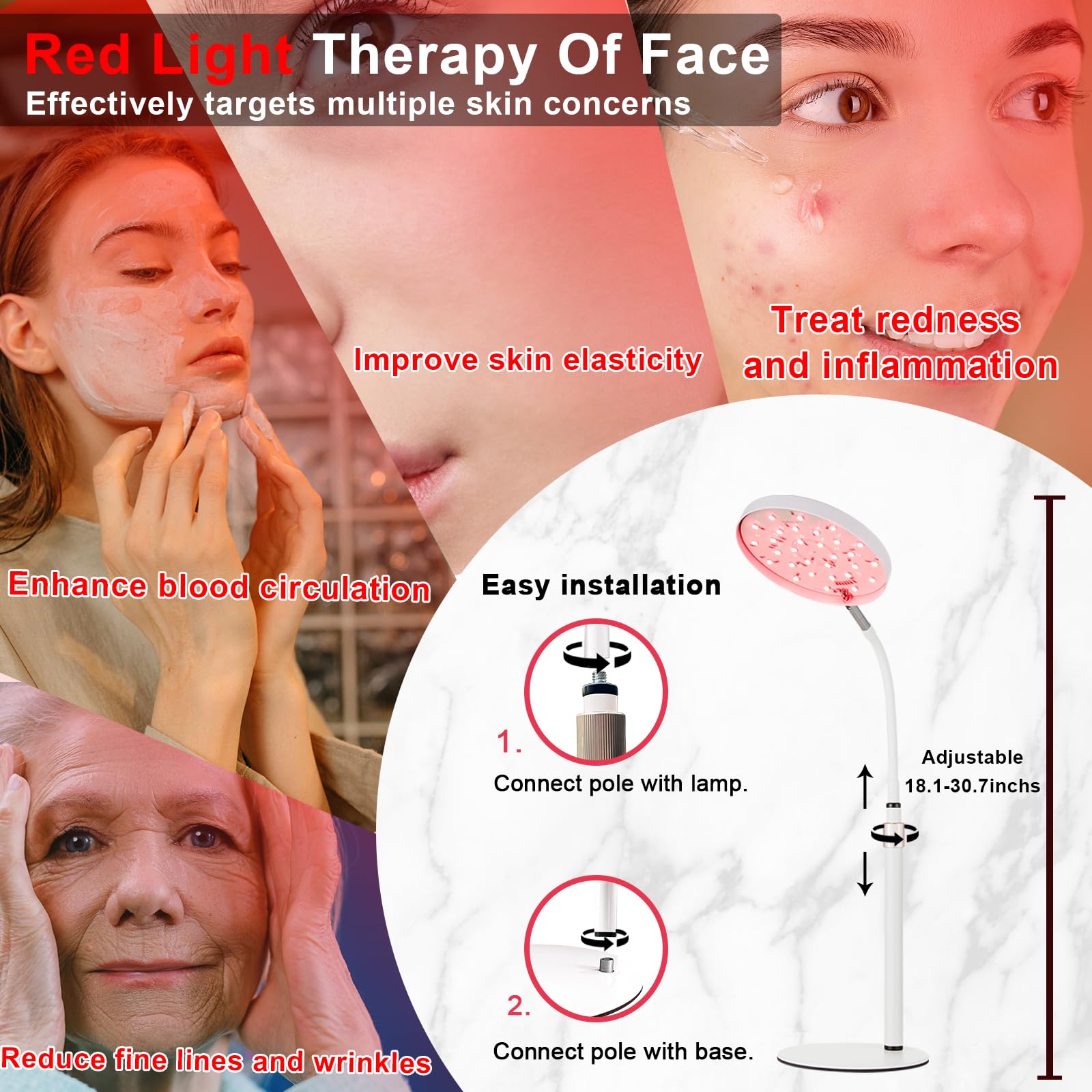 Akarishin Red Light Therapy Lamp for Face- Facial and Body Treatment with Adjustable Height Stand AkarishinAu supplements