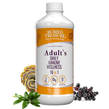 Buried Treasure Adult Daily Immune Wellness - 16 Fl oz, 16 serv, Liquid Nutrient Blend for Immune Support with Elderberry, Echinacea, Vitamins & more Buried TreasureAu supplements