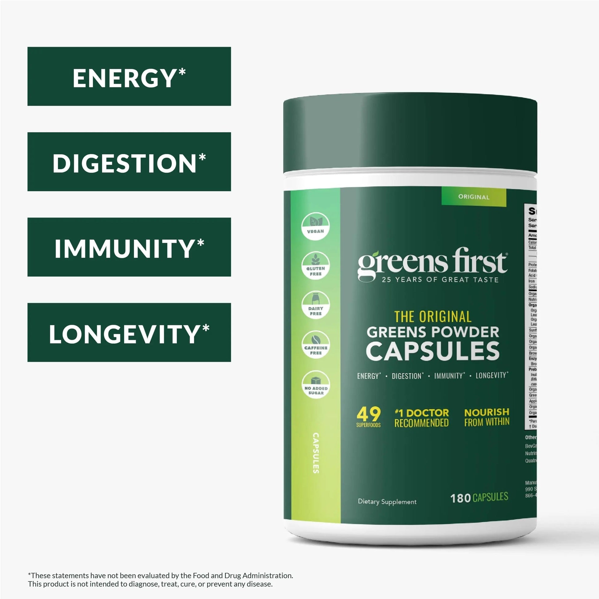 Greens First Phytonutrient Capsules - 49 Antioxidant-Rich Superfoods with Organic Fruits & Veggies, Prebiotics, Probiotics Greens FirstAu supplements