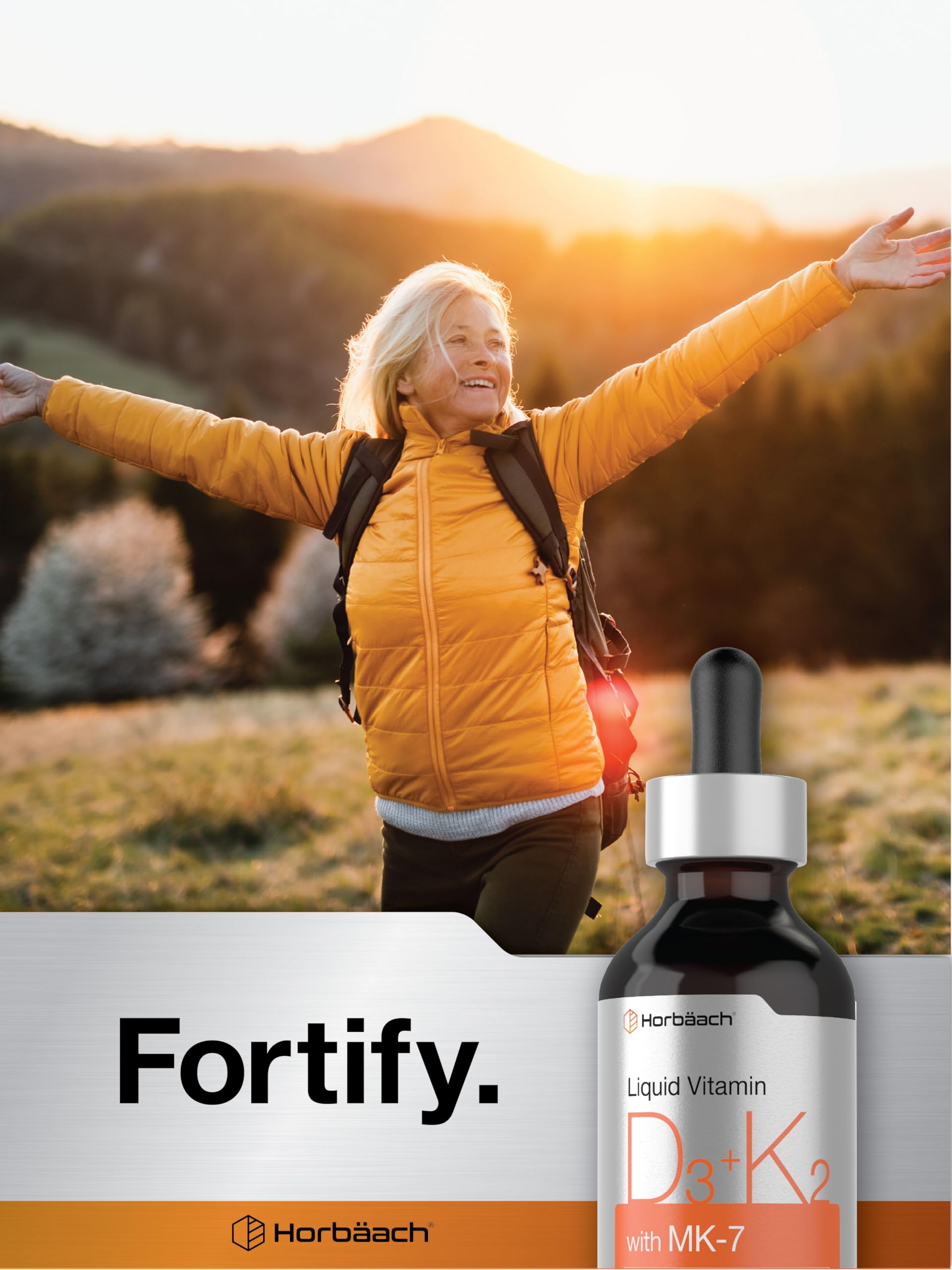 Horbäach Vitamin D3 + K2 Liquid Drops | with MK7 | 2 Fl Oz | Vegetarian | Non-GMO HorbäachUS supplements