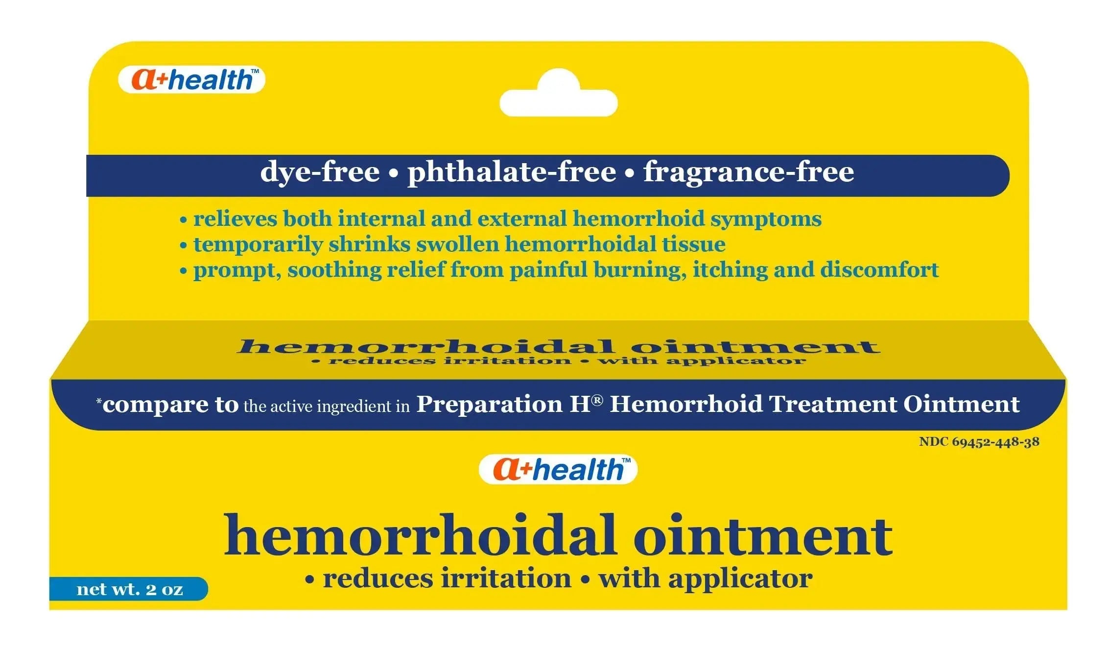 A+Health Hemorrhoid Treatment, Hemorrhoidal Ointment Relieves Symptoms of Burning, Itching, Discomfort, 2 Ounce Tube with Applicator, Reduces Irritation and Pain Relief A+HealthAu supplements