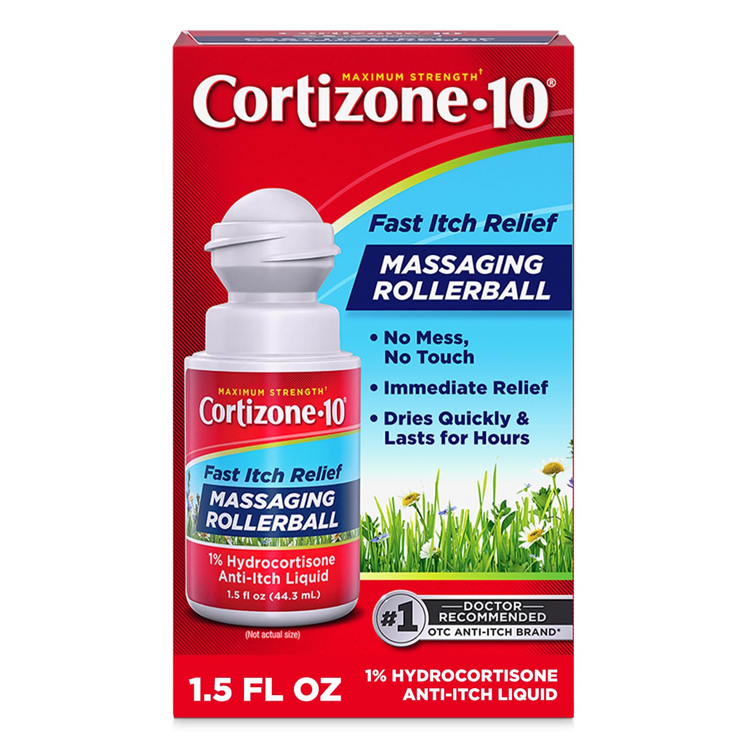 Cortizone-10 Maximum Strength Itch Relief Massaging Rollerball, 1% Hydrocortisone, Fast-Acting, Anti-Itch Liquid for Bug Bites, Rash, Eczema, Psoriasis, Poison Ivy, Oak, Sumac, 1.5 fl. oz Cortizone 10Au supplements