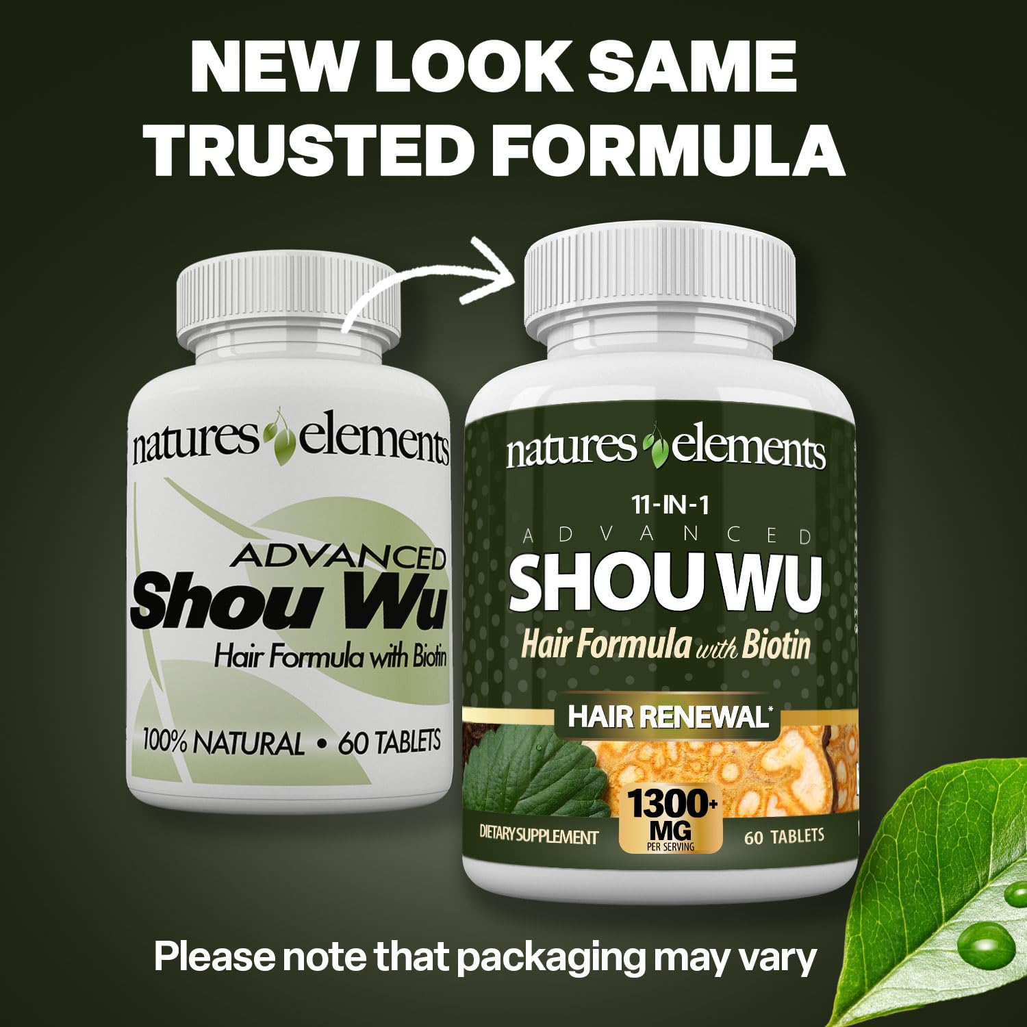 Natures Elements Advanced Shou Wu for Gray Hair – Prepared He Shou Wu for Hair Growth with Biotin, Bioperine, Fo-Ti Root & More – 100% Natural – 60 Tablets – Non-GMO, Gluten-Free Natures ElementsAu supplements