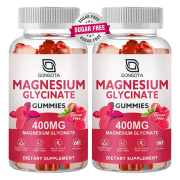 Magnesium Glycinate Gummies 400 mg with 100 mg Composite magnesium - Chelated Magnesium Potassium Supplement with Vitamin D, B6 Supports Calm, Sleep, Memory & Muscle Cramps,Sugar Free - 120 Gummies GONGOTAAu supplements