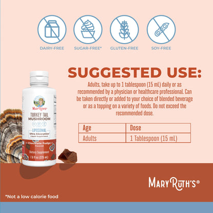 MaryRuth Organics Turkey Tail Mushroom Supplement | Ultra Absorption Liposomal | Full Spectrum | 200mg Beta-Glucans Per Serving | Vegan | 7.6 oz | 15 Servings MARYRUTH'SUS supplements