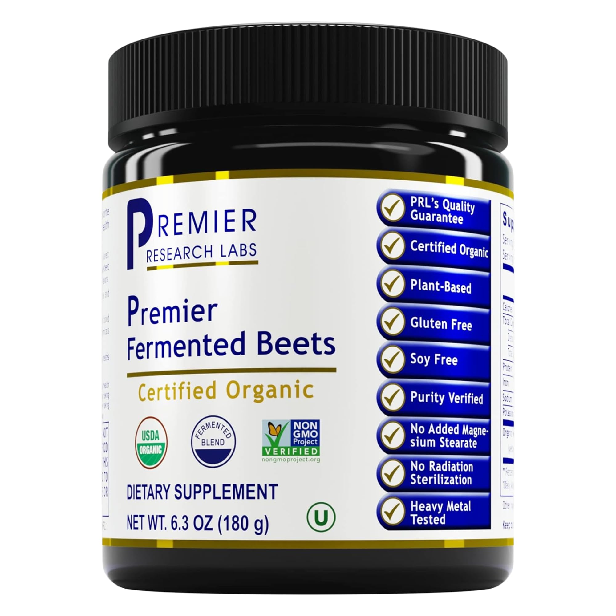 Premier Research Labs Premier Fermented Beets - Beet Root Powder Fermented, Organic Fermented Beets for Men & Women, Beetroot, Nitrates, Blood Pressure Support, USDA Organic - 6.3 Oz Jar Premier Research LabsAu supplements