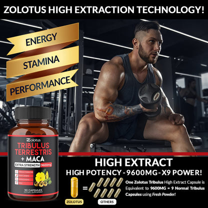 Zolotus Premium Tribulus Terrestris Capsules - 9600mg Per Serving - Combined ZolotusUS supplements