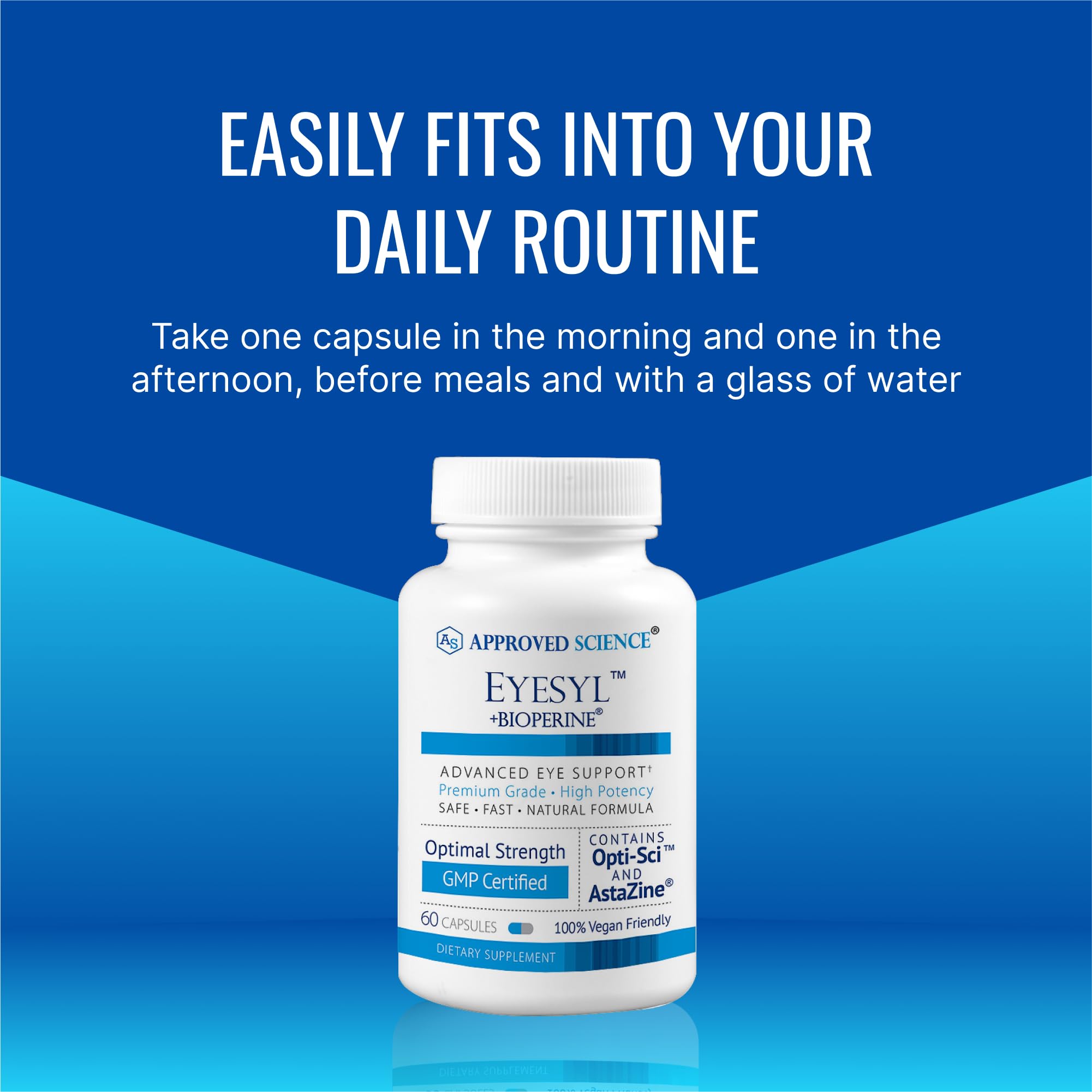 Approved Science EyeSyl - Eye Support Supplement - Chromium Picolinate, Taurine, Lutein, Zeaxanthin, Bilberry, BioPerine - 1 Month Supply - 60 Capsules - Made in The USA Approved ScienceAu supplements
