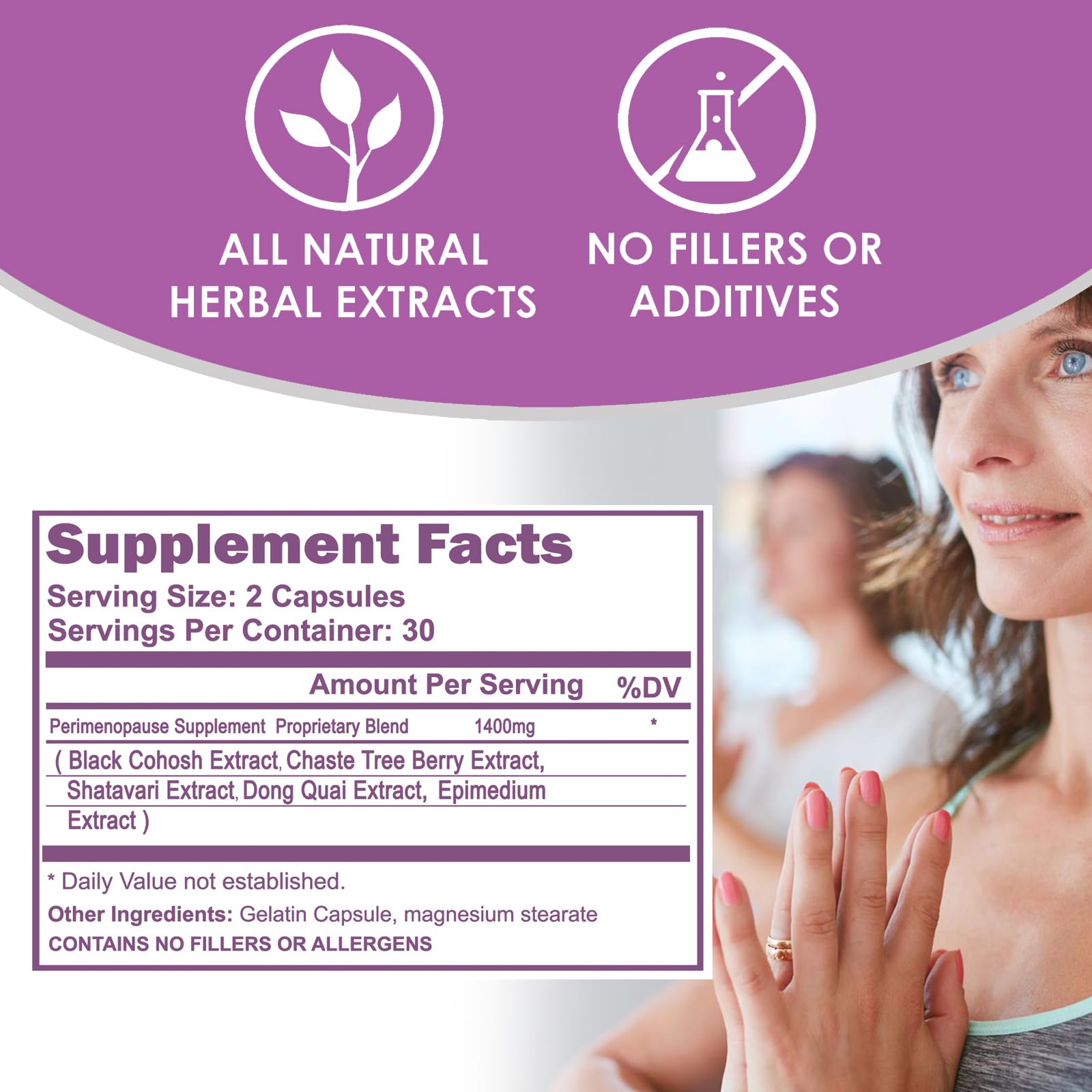 VH Nutrition Perimenopause Supplement for Women | Hot Flash, Mood, and Menstruation Cycle Support | 100% Herbal Formula: Black Cohosh, Vitex, & Shatavari. No Additives, or Fillers VH NutritionAu supplements