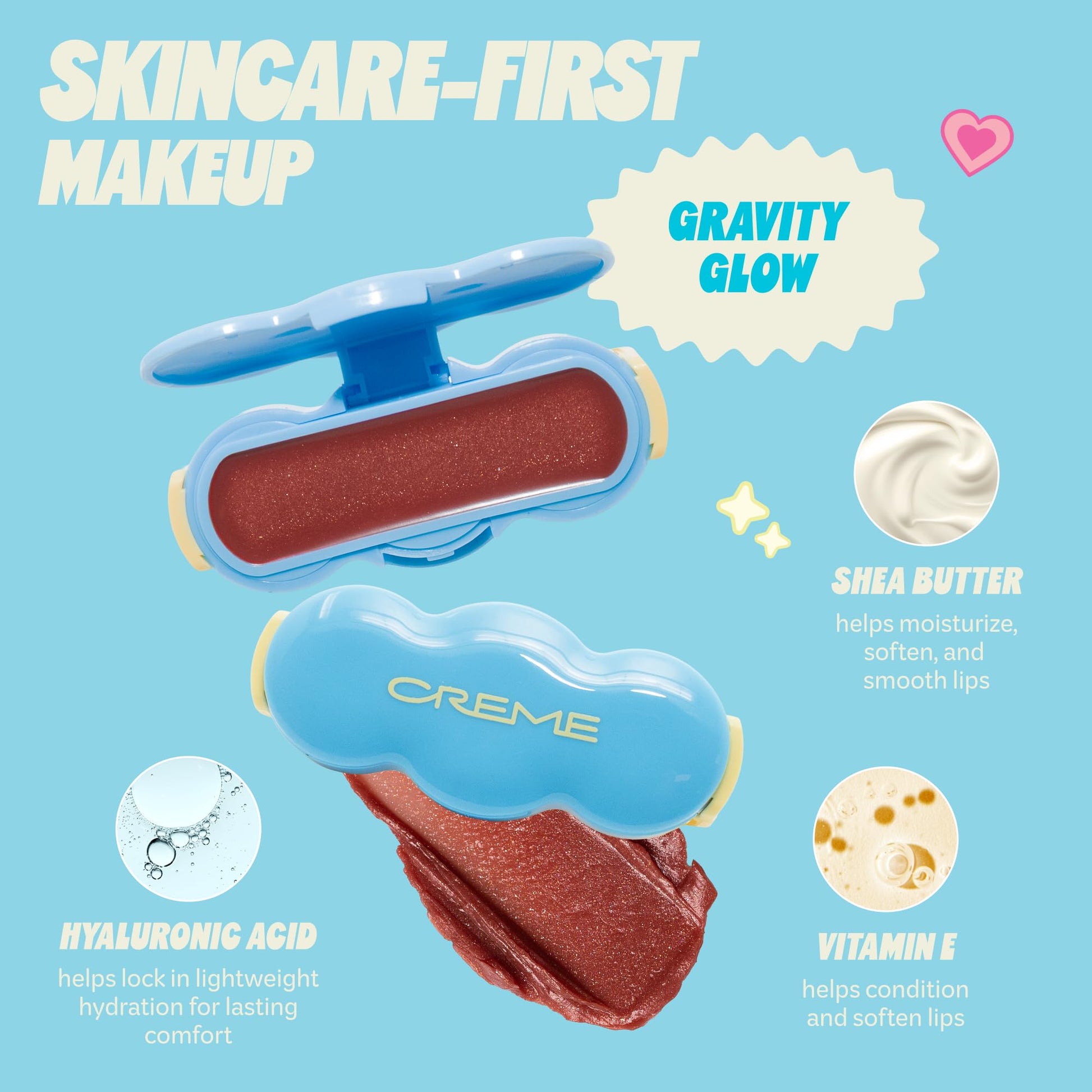 The Crème Shop Shimmer Pop Clip-On Lip Gloss | Korean Makeup, Cute Clip Accessory, Hydrating, Non-Sticky, Shea Butter, Hyaluronic Acid, Vitamine E- Gravity Glow The Crème ShopAu supplements