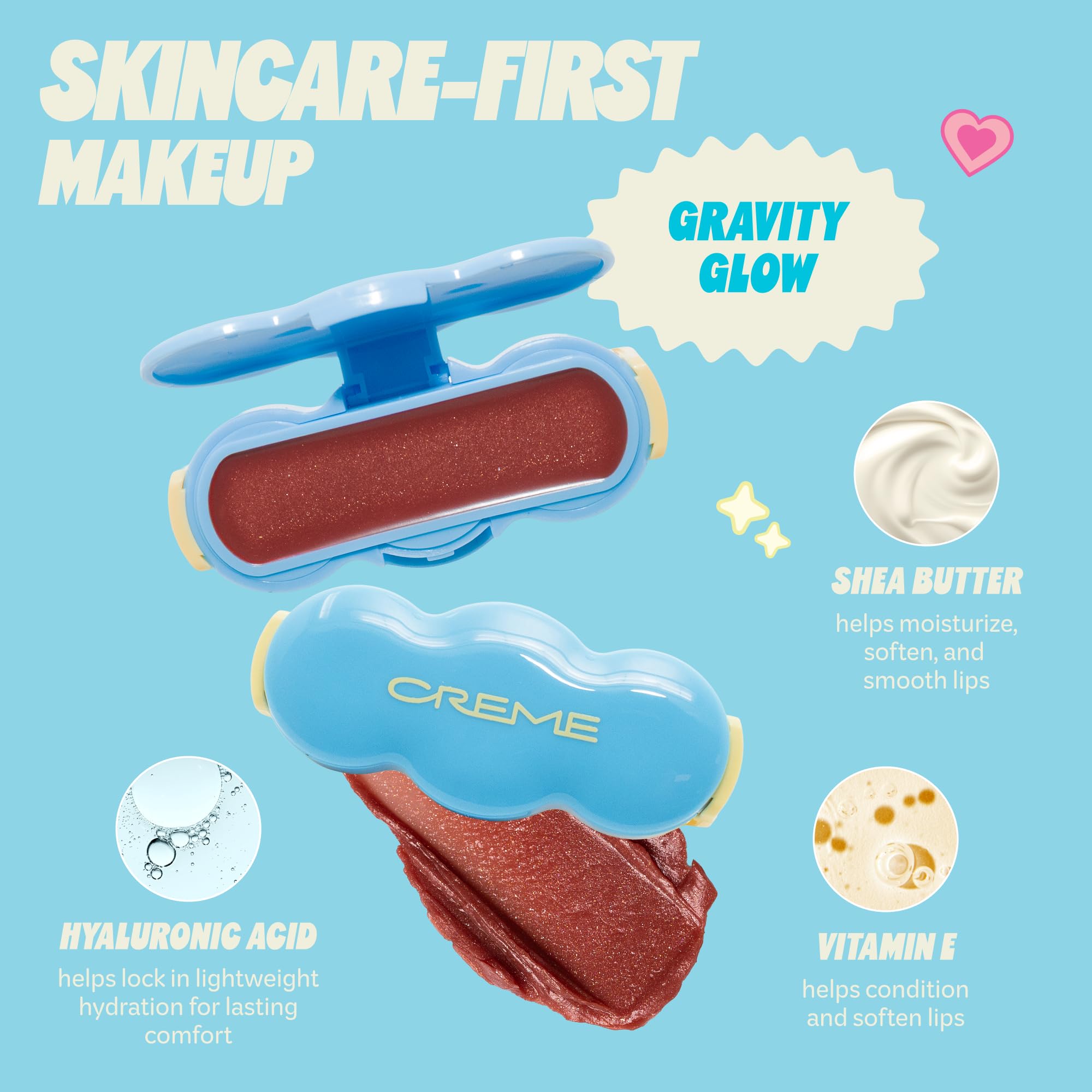 The Crème Shop Shimmer Pop Clip-On Lip Gloss | Korean Makeup, Cute Clip Accessory, Hydrating, Non-Sticky, Shea Butter, Hyaluronic Acid, Vitamine E- Gravity Glow The Crème ShopAu supplements