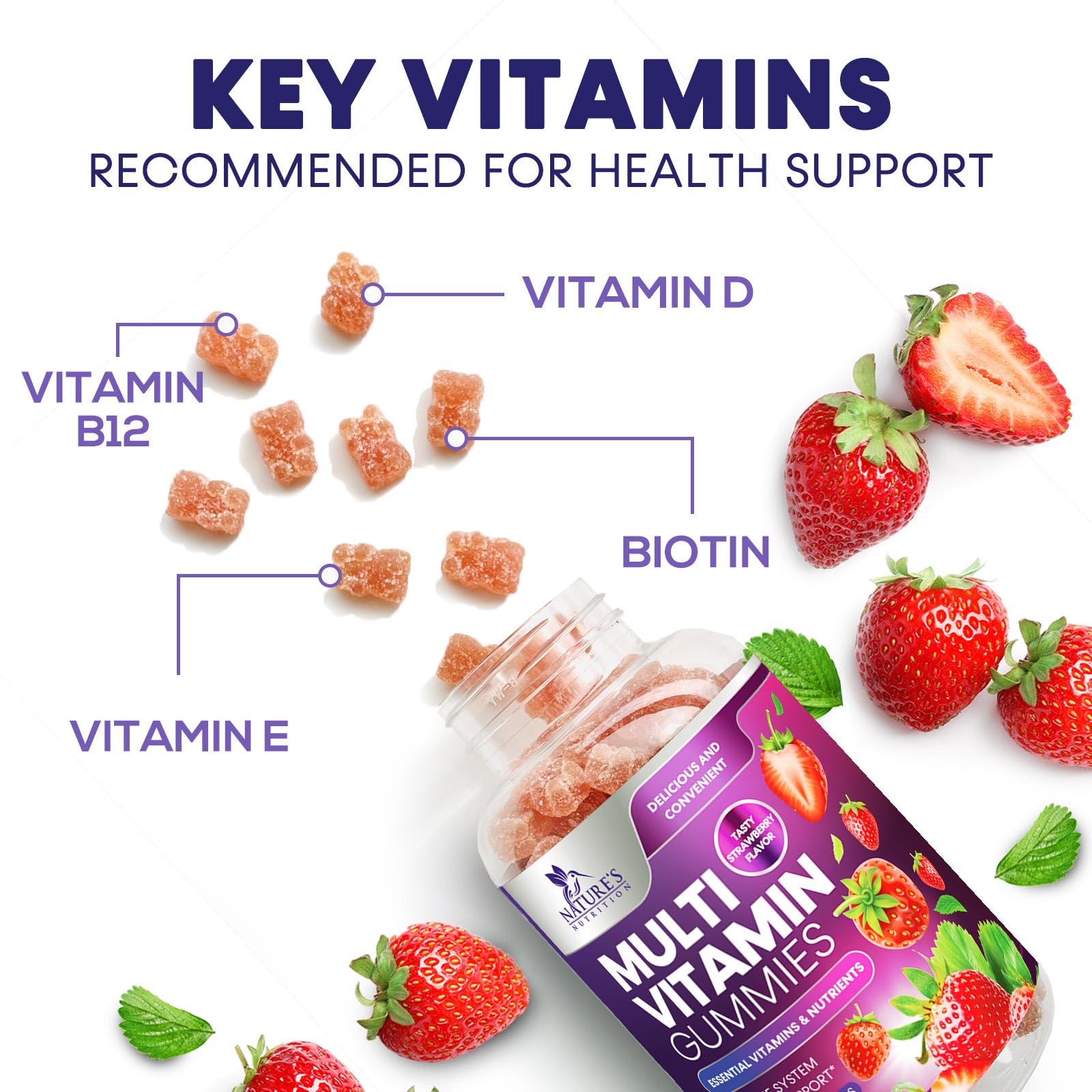 Multivitamin Gummies for Adults - Daily Adult Multivitamins Gummy with Vitamins A, C, D, B12 for Women & Men Nature's NutritionAu supplements