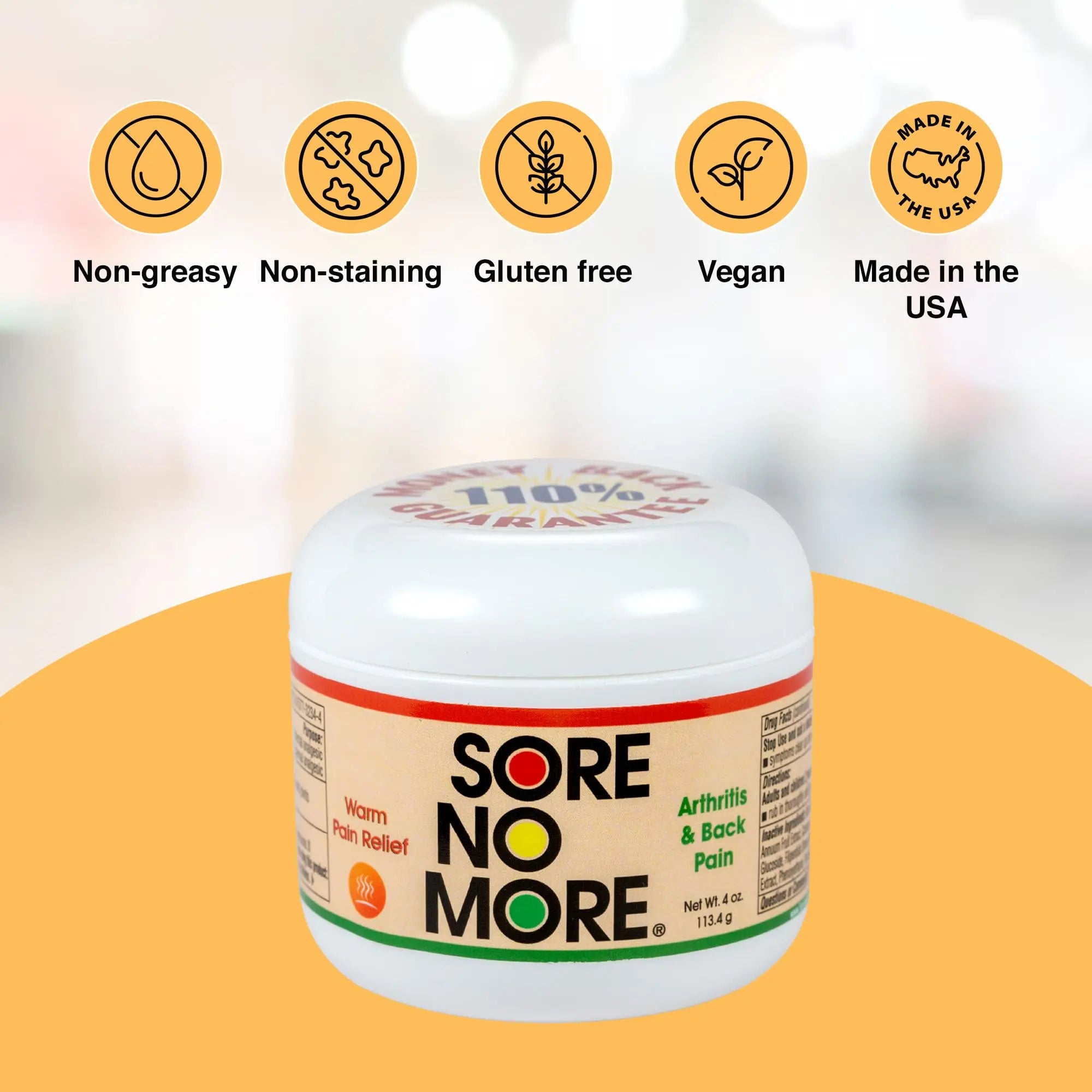 Sore No More Warm Arthritis Pain Relief Cream – Targeted Reliever for Back, Neck, Hands & Feet – Soothing & Fast-Acting Formula for Aches and Pains – Non-Greasy with Orange Aroma – 4 oz Sore No MoreAu supplements