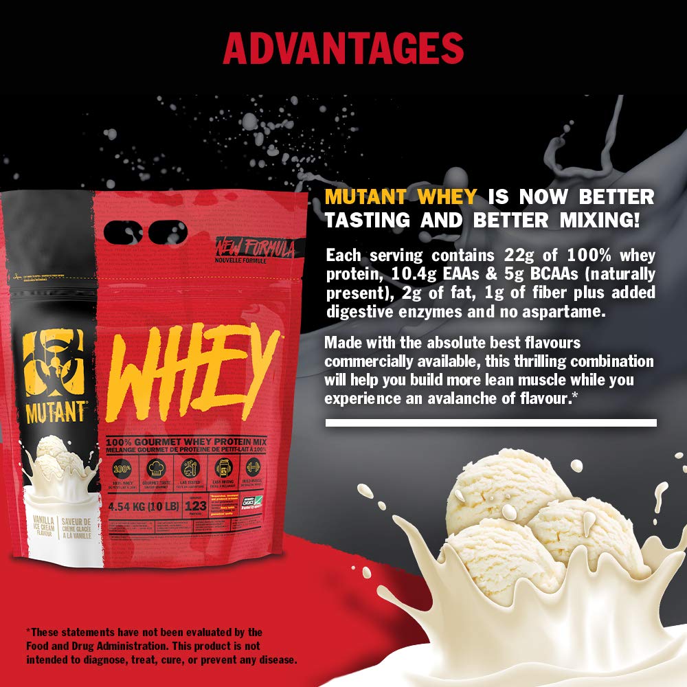 Mutant Whey – 100% Whey Protein Powder, Gourmet Taste, 22g of Protein, 10.4 g EAAs, 5 g BCAAs MutantAu supplements