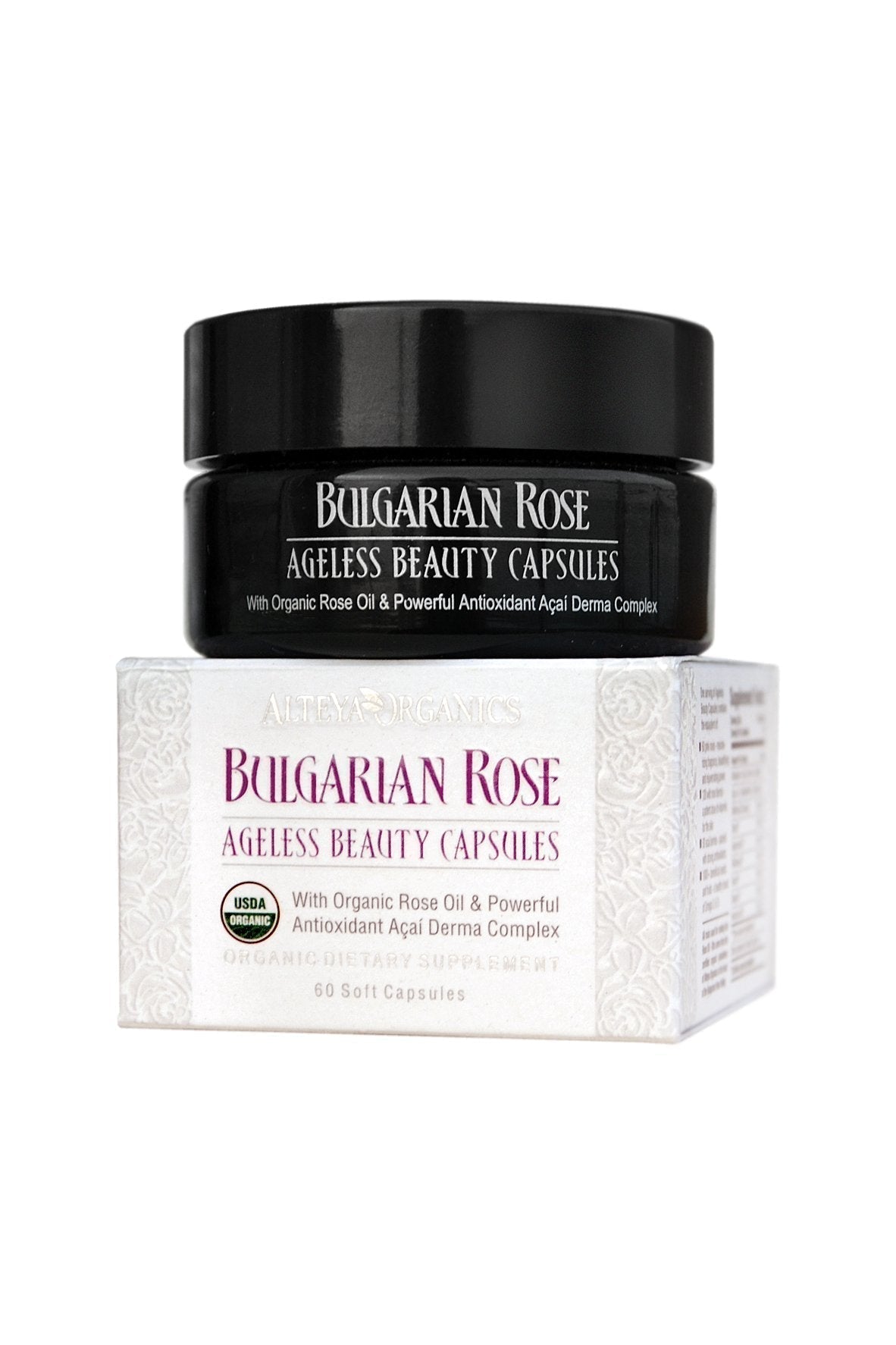 Alteya Organics Bulgarian Rose Ageless Beauty Capsules with Bulgarian Rose Oil and Antioxidant Acai Derma Complex - 30 Servings Alteya OrganicsAu supplements