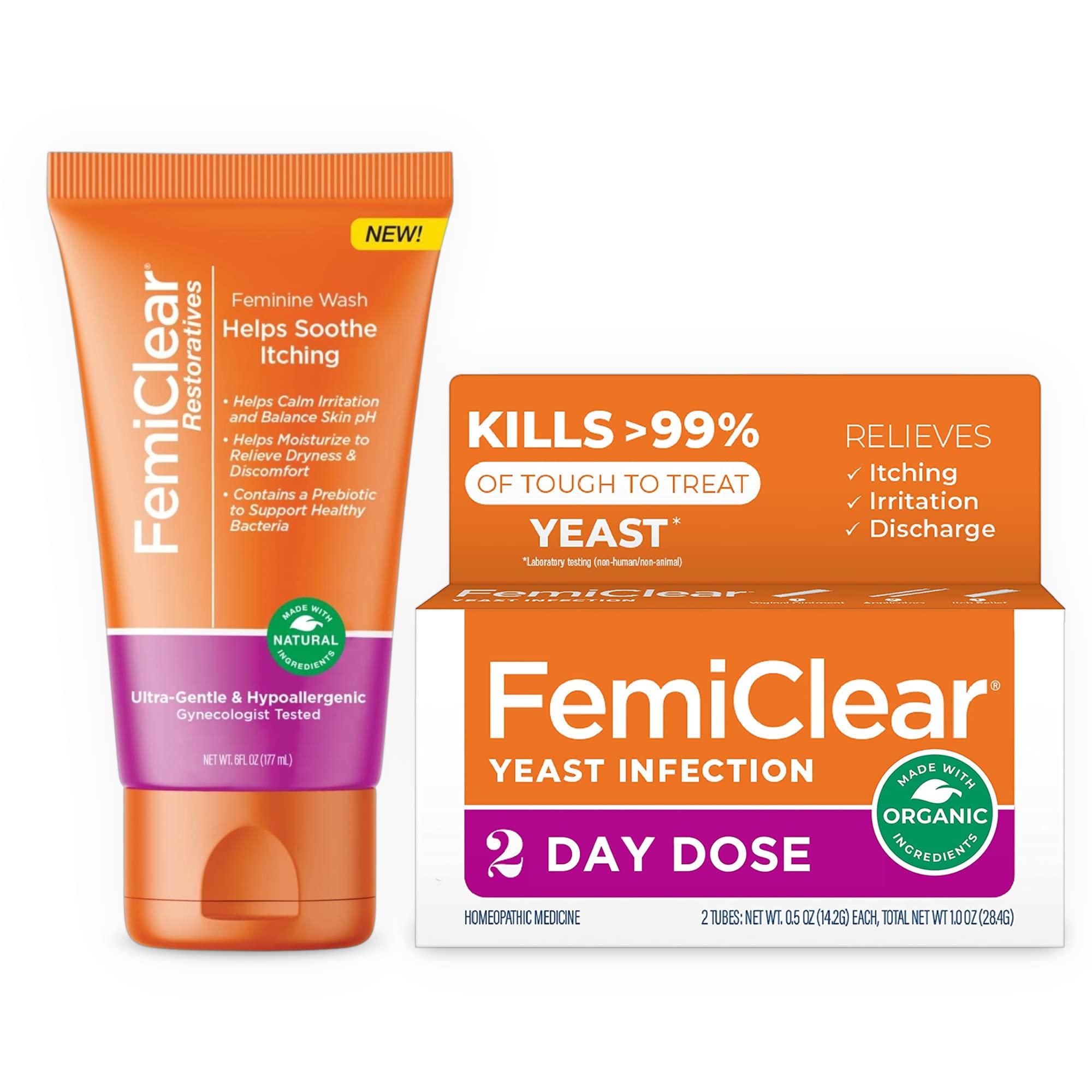 FemiClear 2-Day Dose Yeast Infection Treatment for Women and Soothing Feminine Wash, External Anti-Itch Ointment FemiClearAu supplements