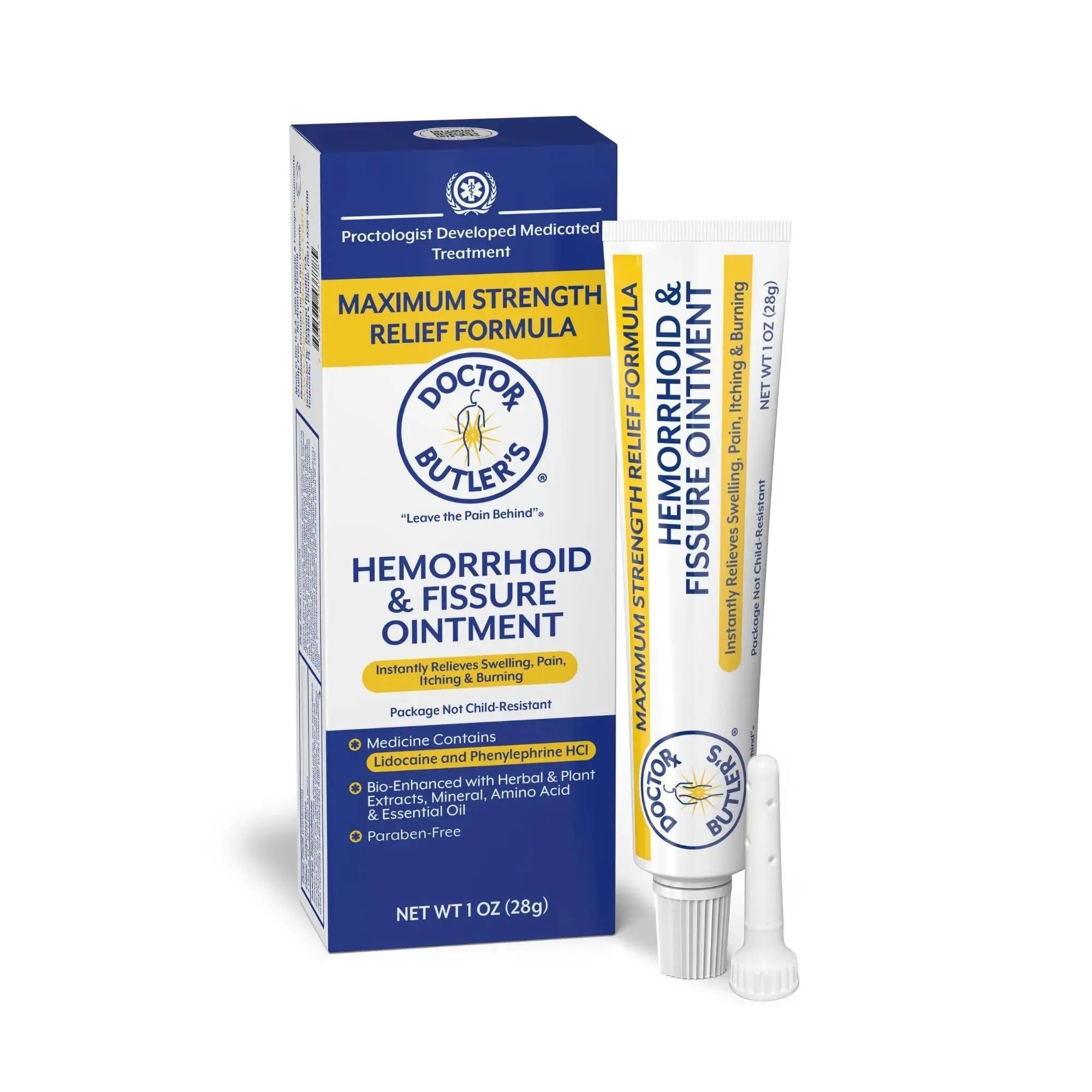 Doctor Butler’s Hemorrhoid & Fissure Ointment – Hemorrhoid Treatment and Hemorrhoid Cream with Lidocaine and Phenylephrine HCI for Fast Acting Relief of Pain, Swelling, Discomfort, and Itching (1 oz.) Doctor Butler'sAu supplements