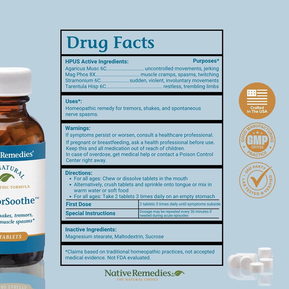 Native Remedies TremorSoothe - Natural Homeopathic Formula to Temporarily Control Shakes, Tremors, Muscle Spasms and Twitches -180 Tablets Native RemediesAu supplements